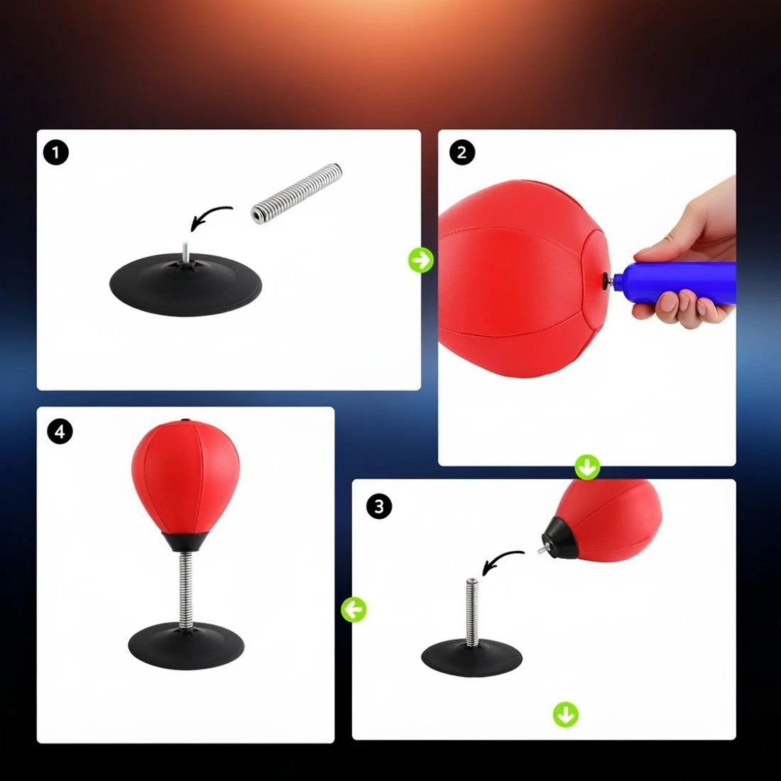 6 Everfit Desktop Punching Boxing Bag Stand Set with Pump Swivel Speed Balls - Red, 6 of 6