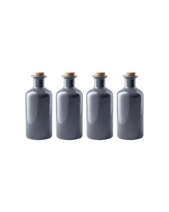 Maxwell & Williams 4x Epicurious Oil Bottle Porcelain Set With Cork Lid 500ml - Grey