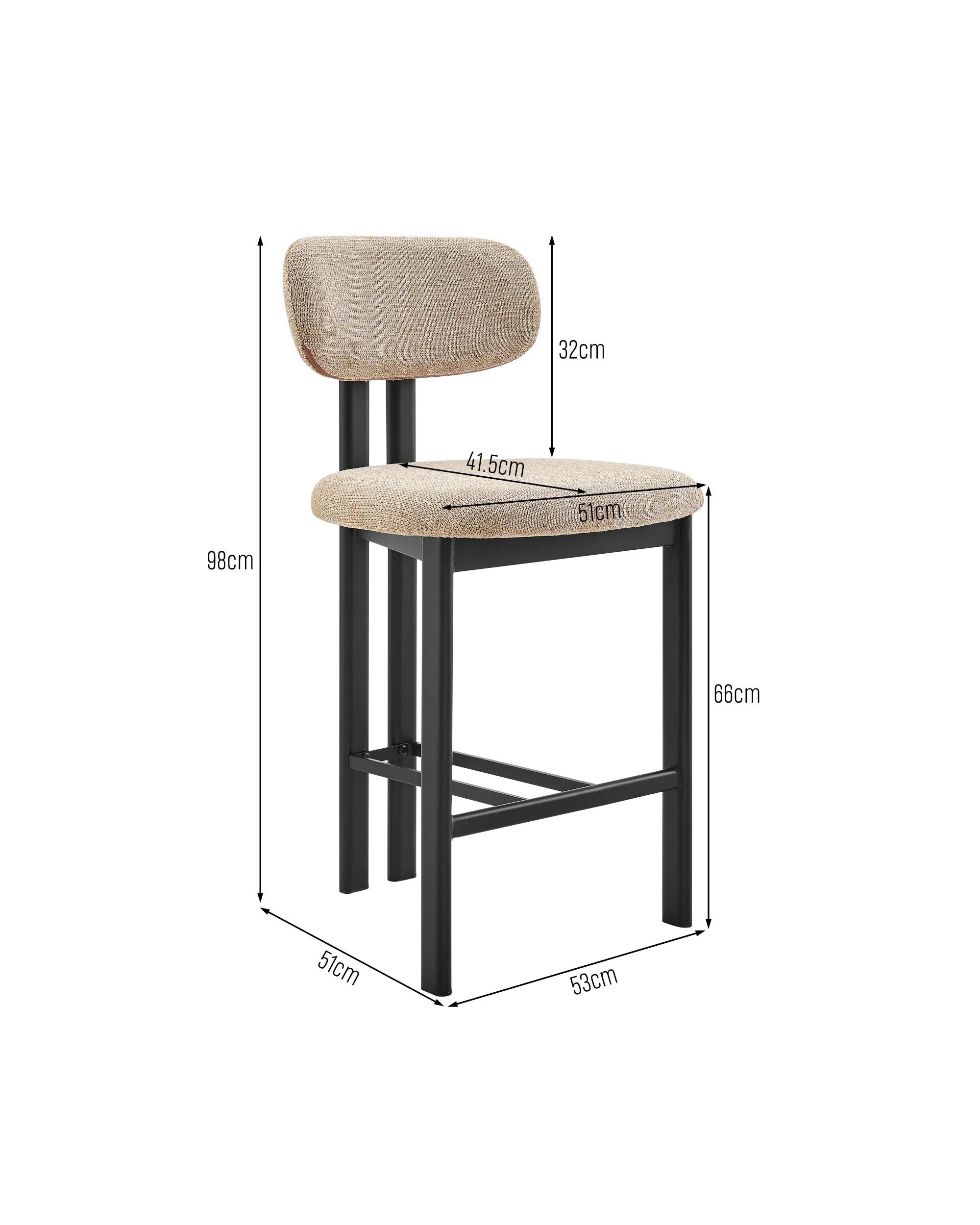 9 Kodu Dining Stools Pair (Set of Two) Beige and Black, 9 of 9