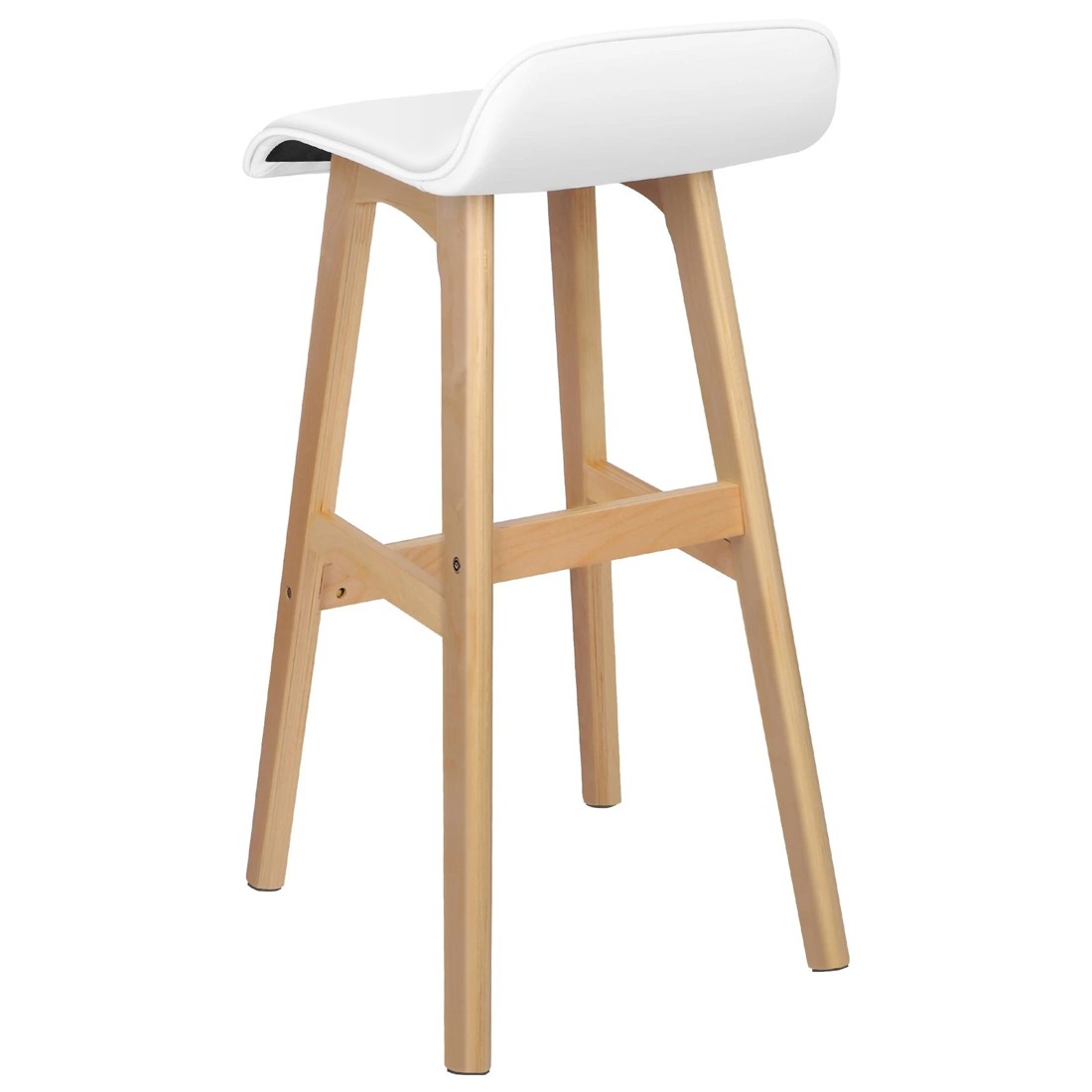 7 Alfordson 2x Wooden Bar Stools Kitchen Dining Chair Leather Samuel - White, 7 of 10