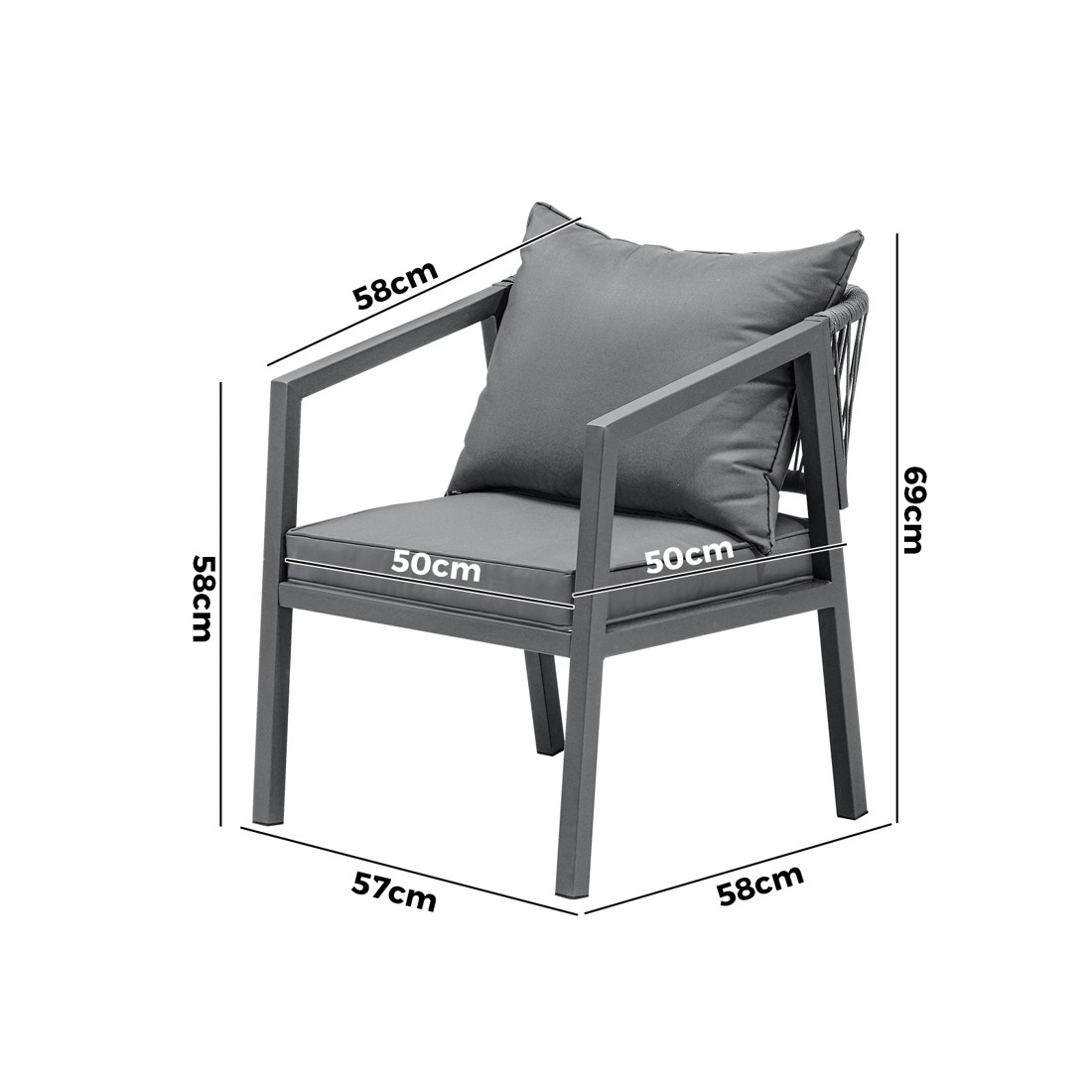 4 Livsip 2pcs Outdoor Furniture Chairs Garden Patio Garden Lounge Set Steel Frame
 - Grey, 4 of 10