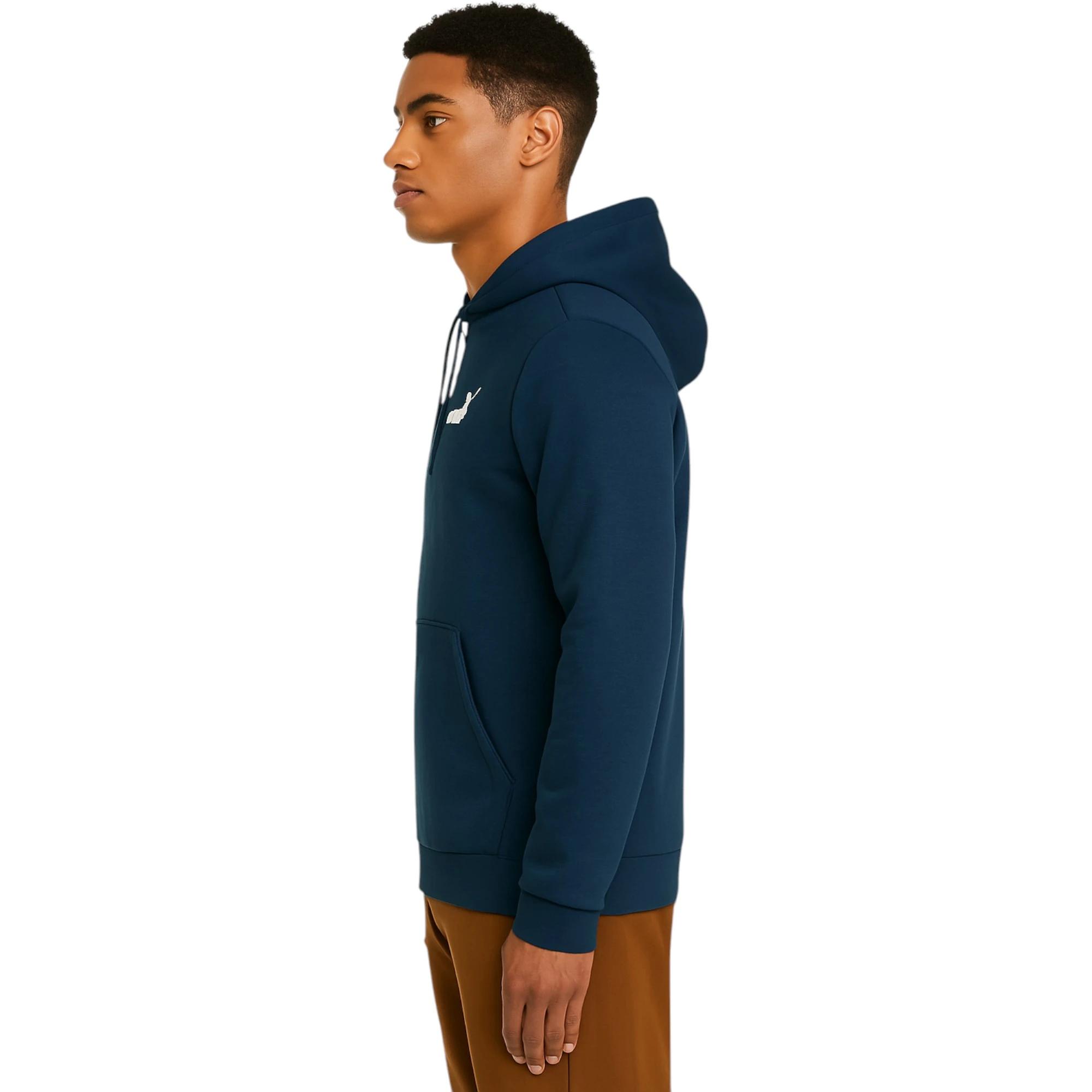 3 Puma Mens Essentials Small Logo Hoodie Dark Night BLUE, 3 of 8