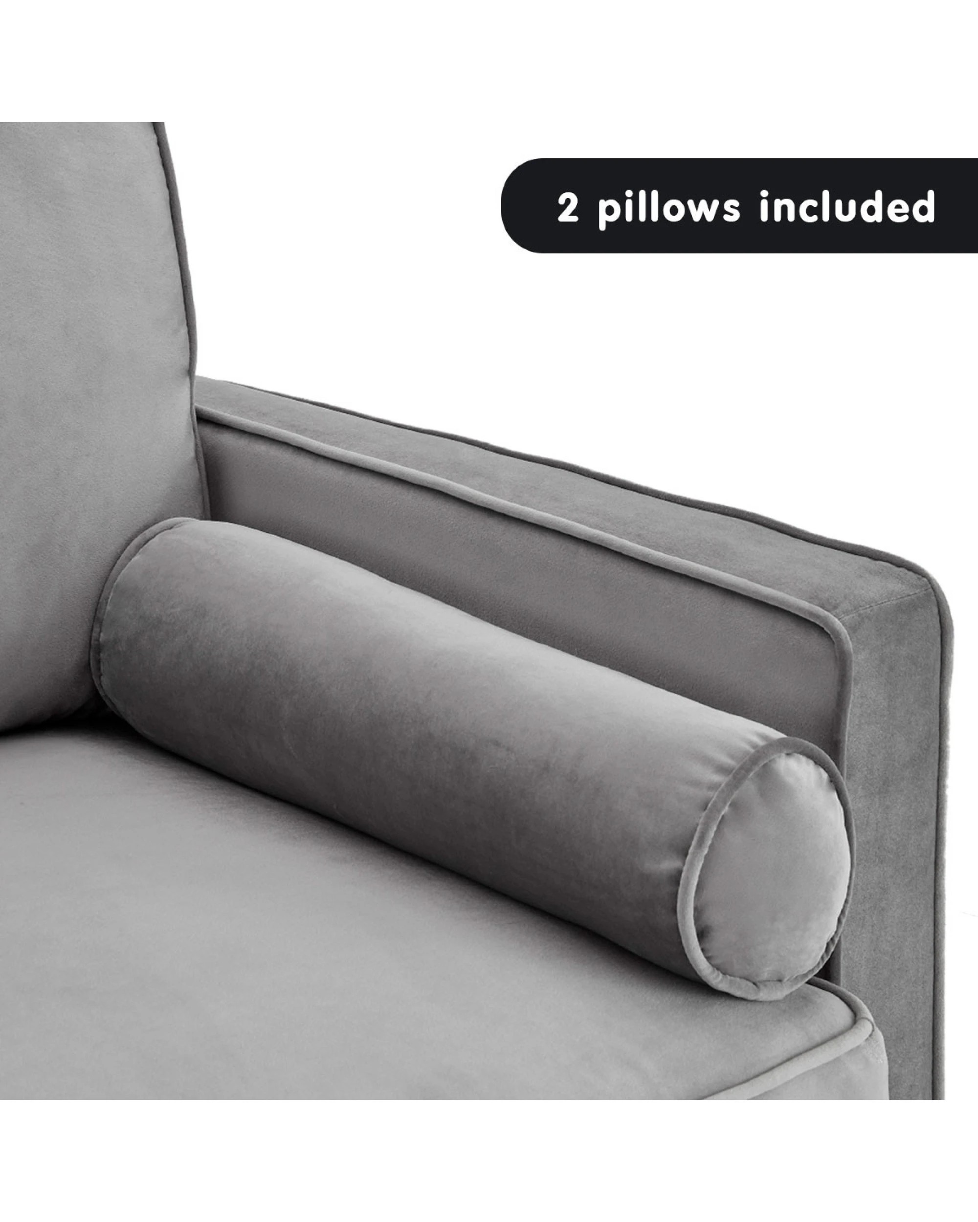 7 Sarantino Faux Velvet Sofa Bed Couch Furniture Lounge Suite Seat Grey, 7 of 10