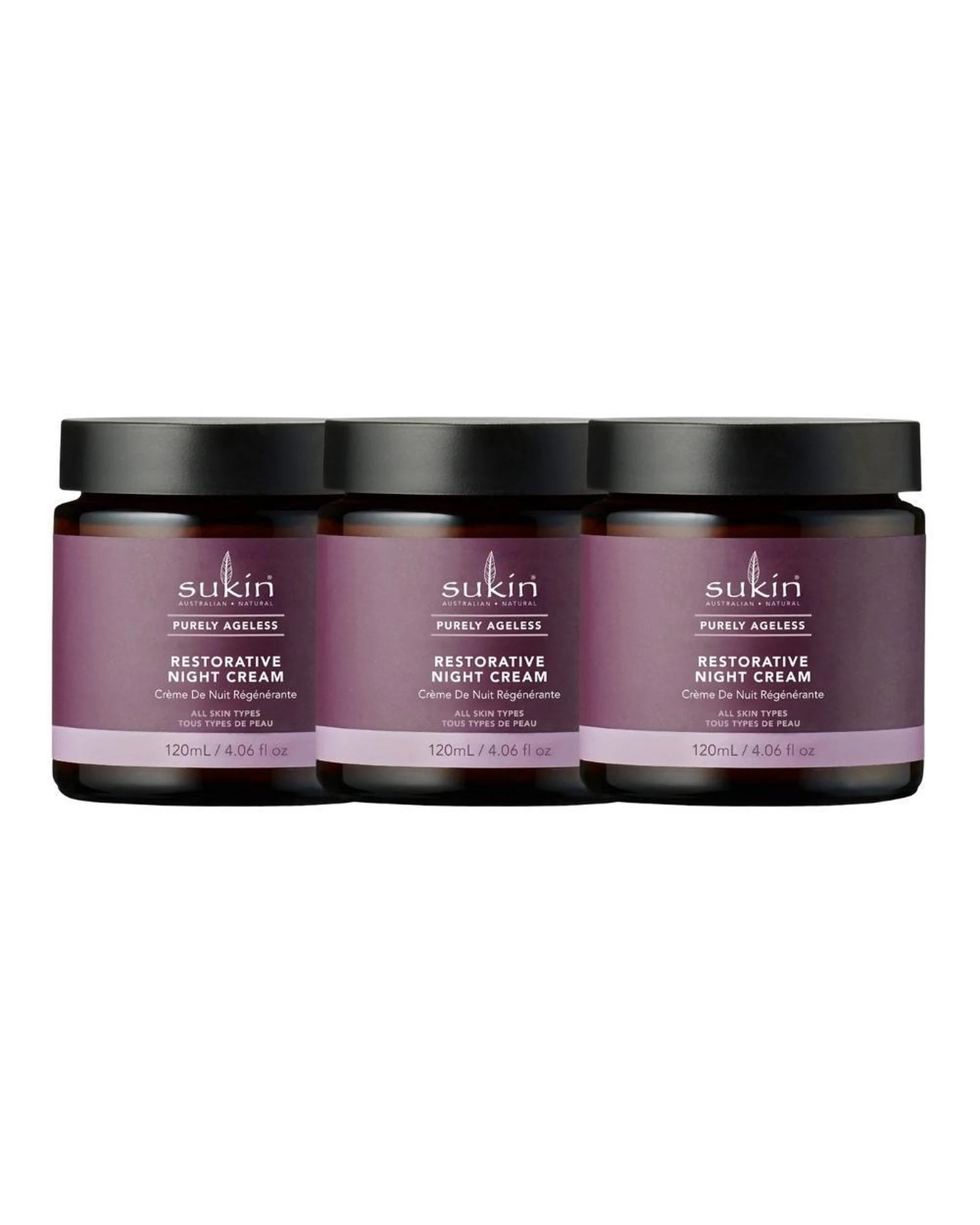 1 3 x Sukin Purely Ageless Restorative Night Cream 120mL, 1 of 2
