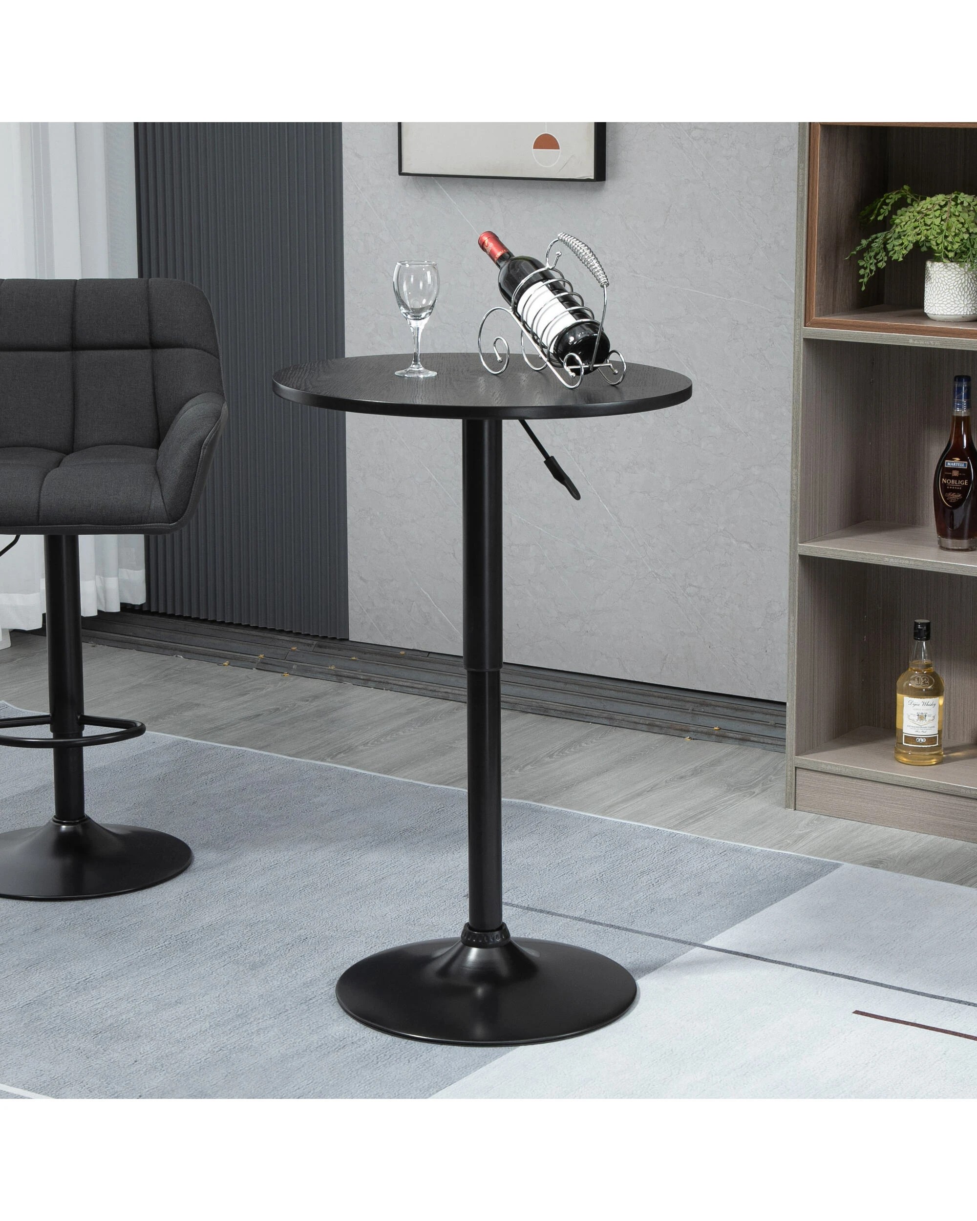 2 IHOMDEC Walnut Wood Round Bar Table - Black - Black, 2 of 10