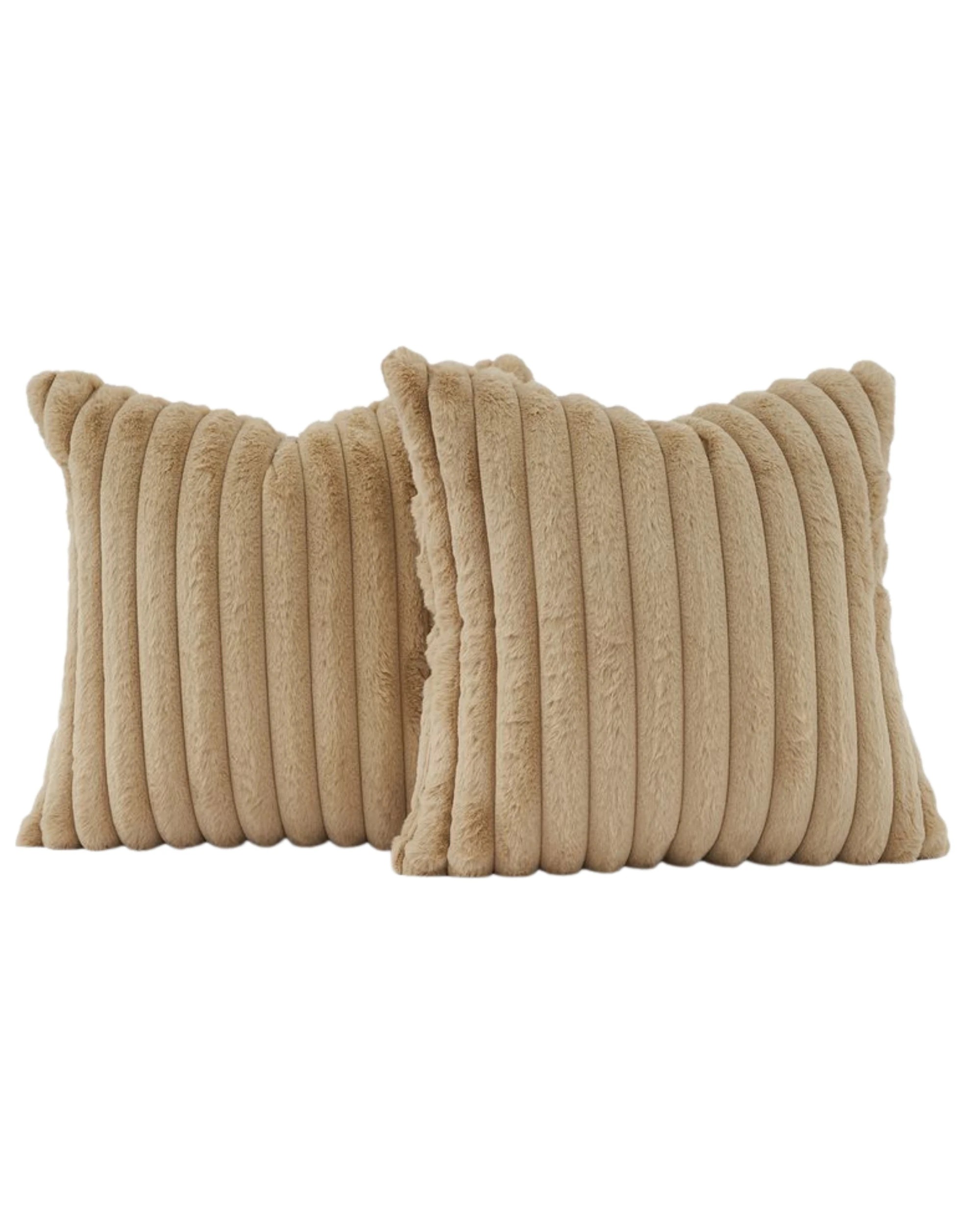1 Gioia Casa 2-Pack Faux Fur European Pillowcases 65x65cm - Natural, 1 of 3