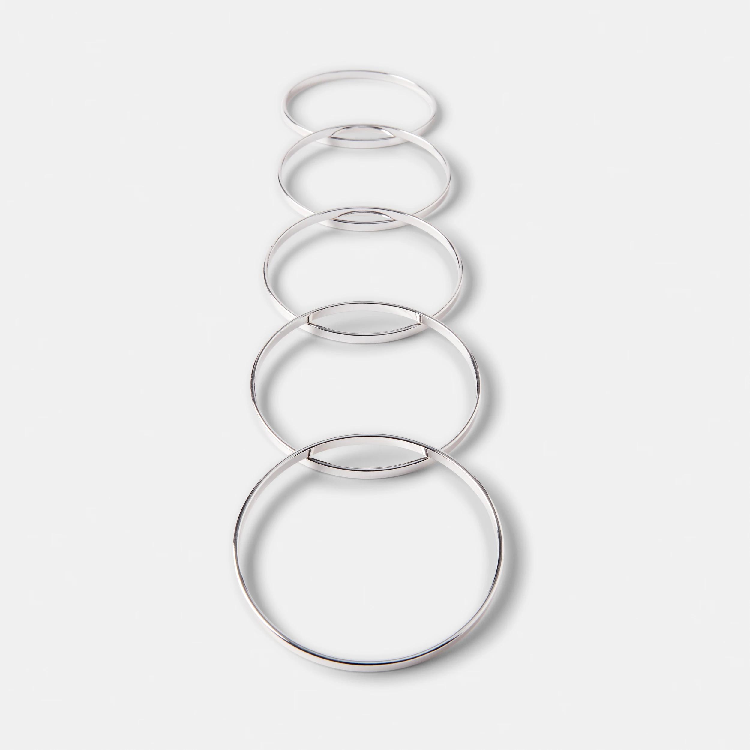 1 5 Pack Thin Bangles Silver, 1 of 6