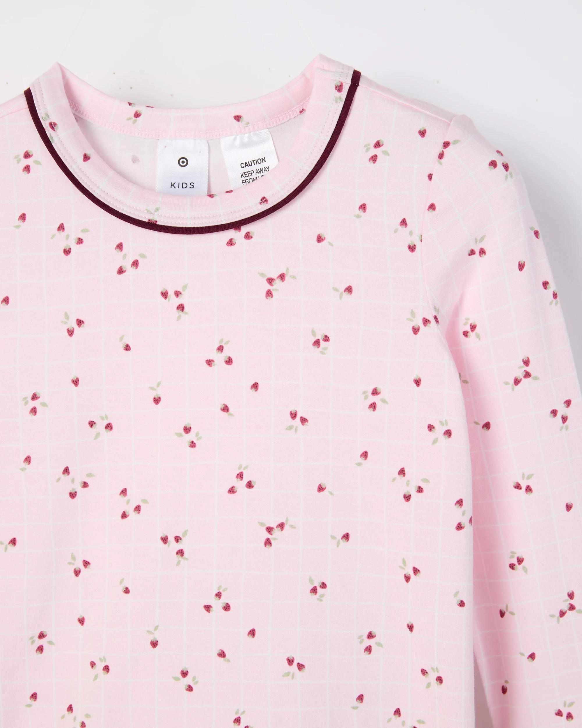 9 Target Kids Bamboo Younger Girls Long Sleeve Top and Pants Pyjama Set PINK STRAWBERRY, 9 of 10