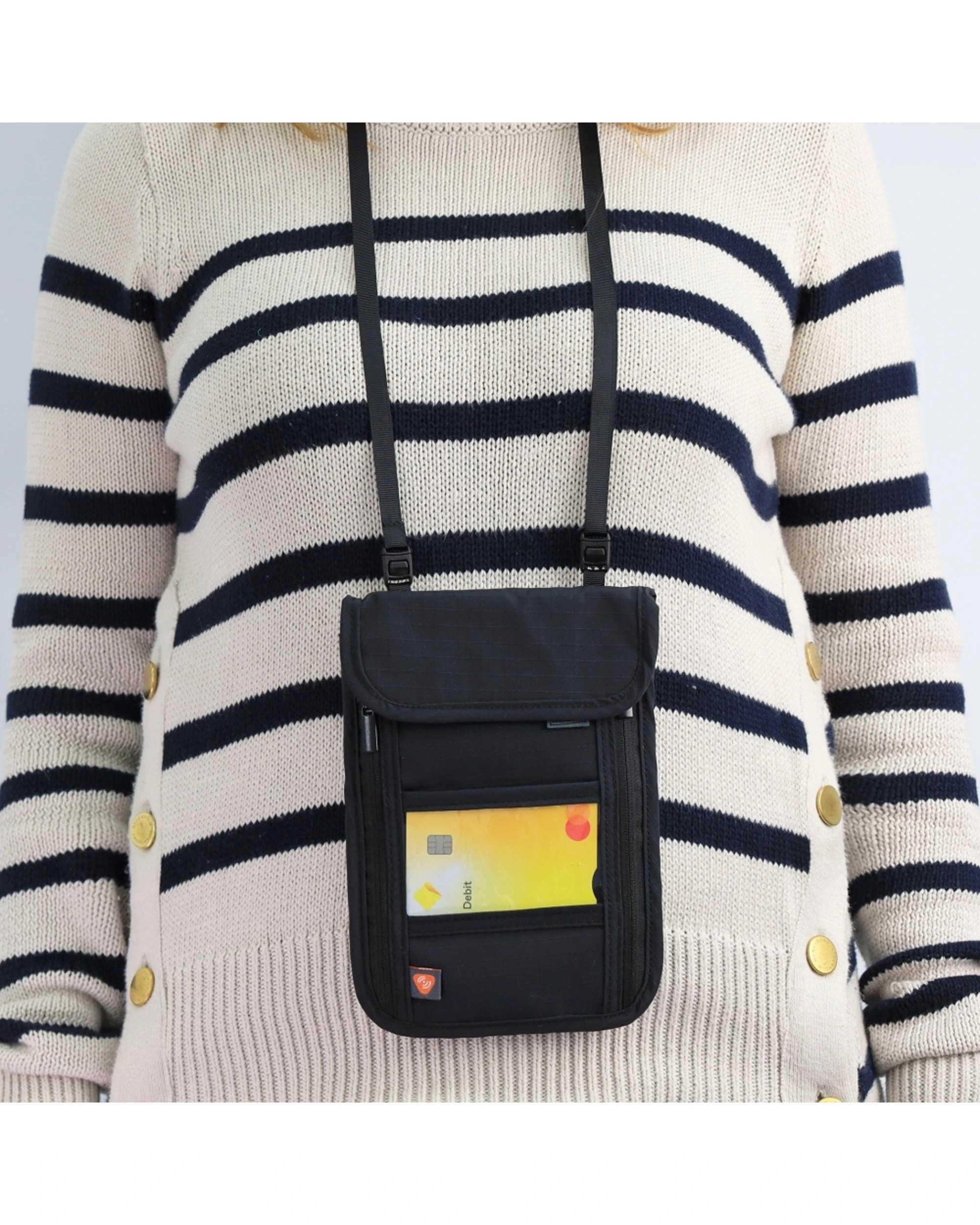 5 Milleni Travel Bag RFID Blocking ID/Card Neck Stash Adjustable Strap - Black, 5 of 5