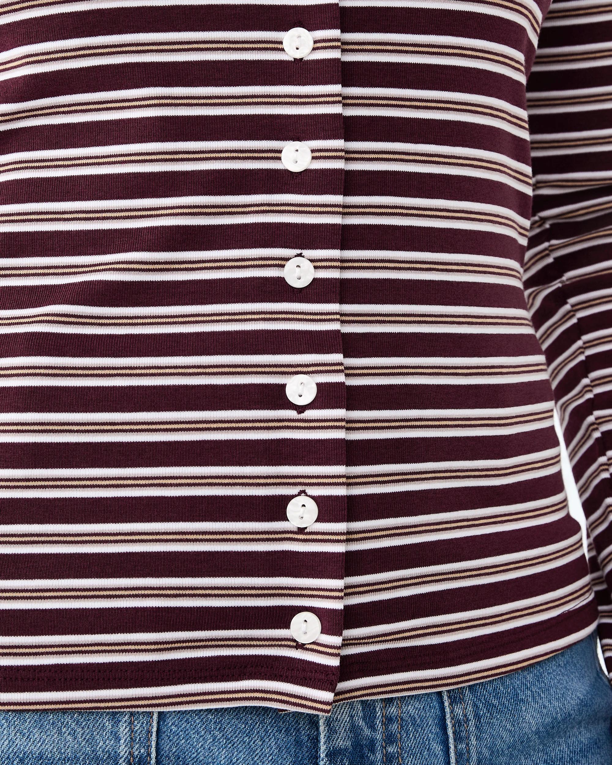 6 Long Sleeve Stripe Cardigan Portstripe, 6 of 7