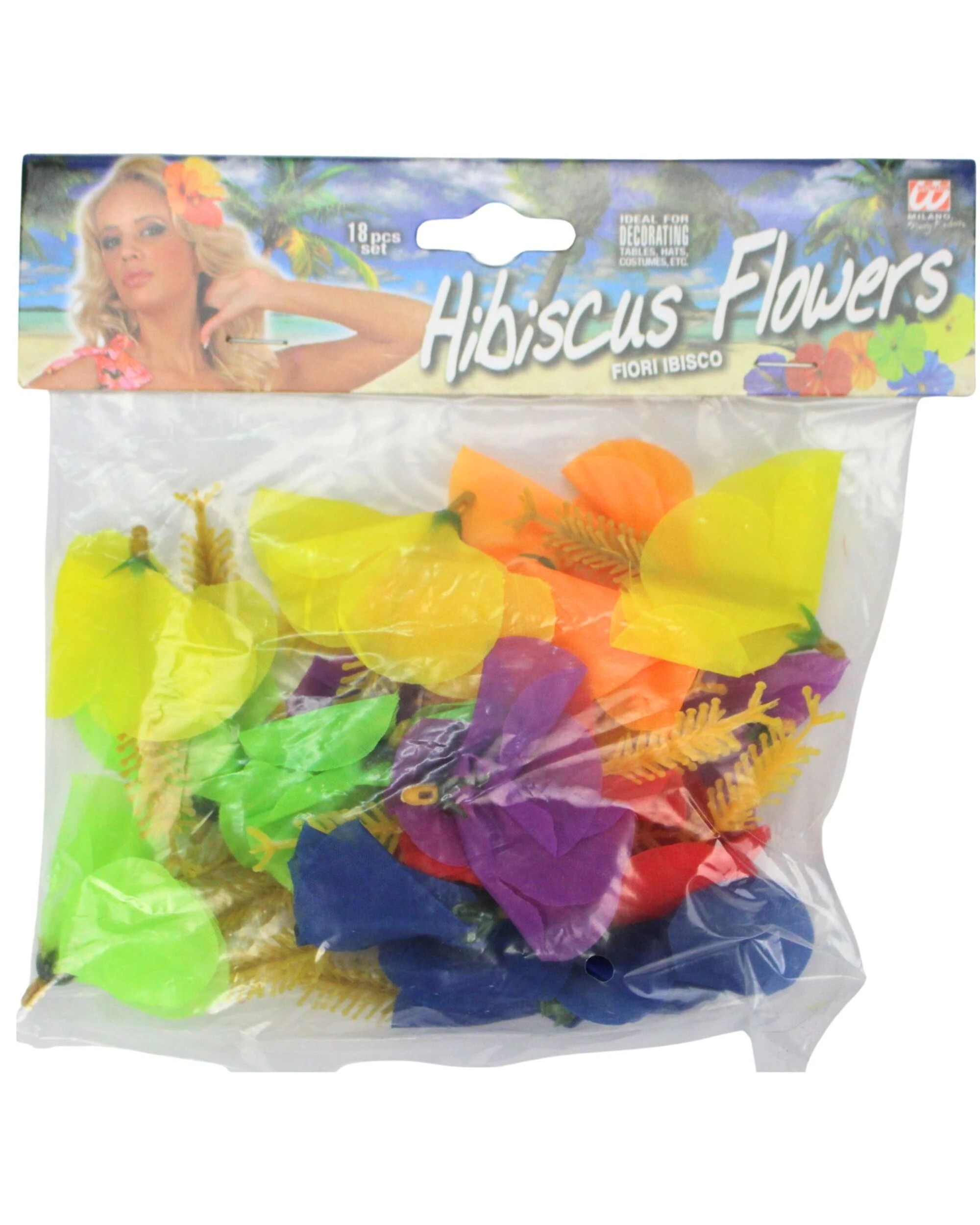 2 Widmann Bright Coloured Hawaiian Hibiscus Flowers Pack of 18 - Multi, 2 of 3