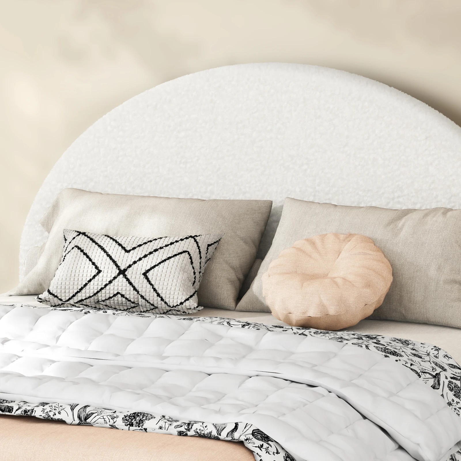 5 Alfordson Bed Frame King Size Arched Base Gas Lift Storage Boucle Hoult - White, 5 of 10