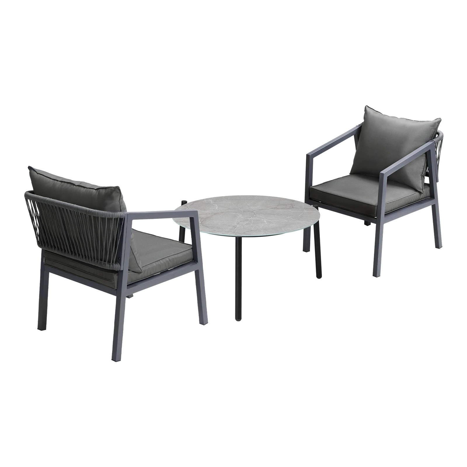 6 Livsip 3PCS Outdoor Patio Setting Furniture Lounge Set Grey 70cm Coffee Table - Multi, 6 of 9