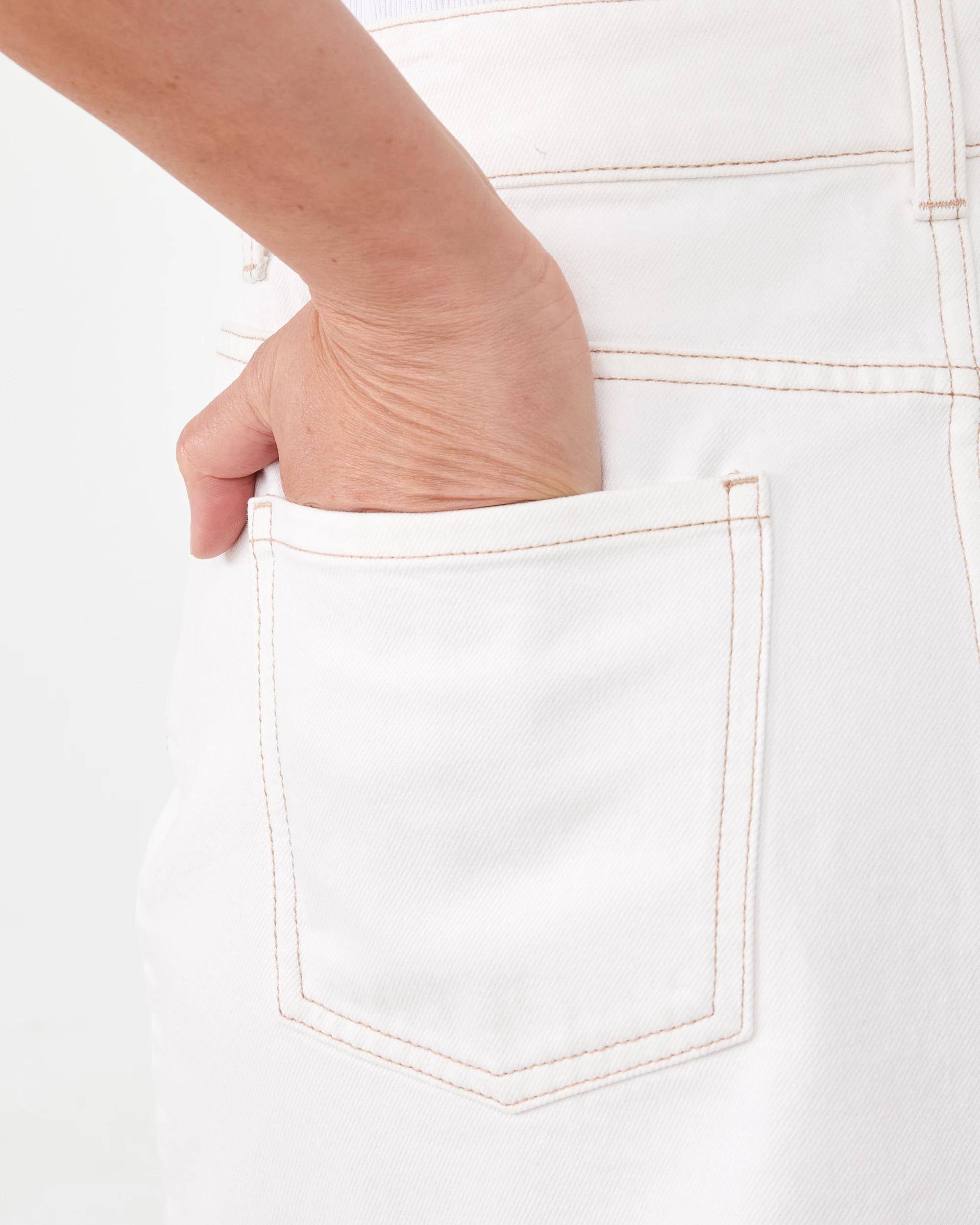 6 Denim A-Line Mini Skirt Ecru, 6 of 7