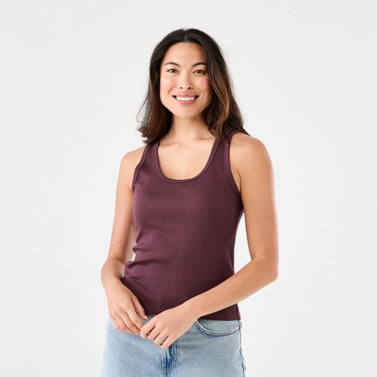 1 Sleeveless Rib Tank WARM MULBERRY, 1 of 5