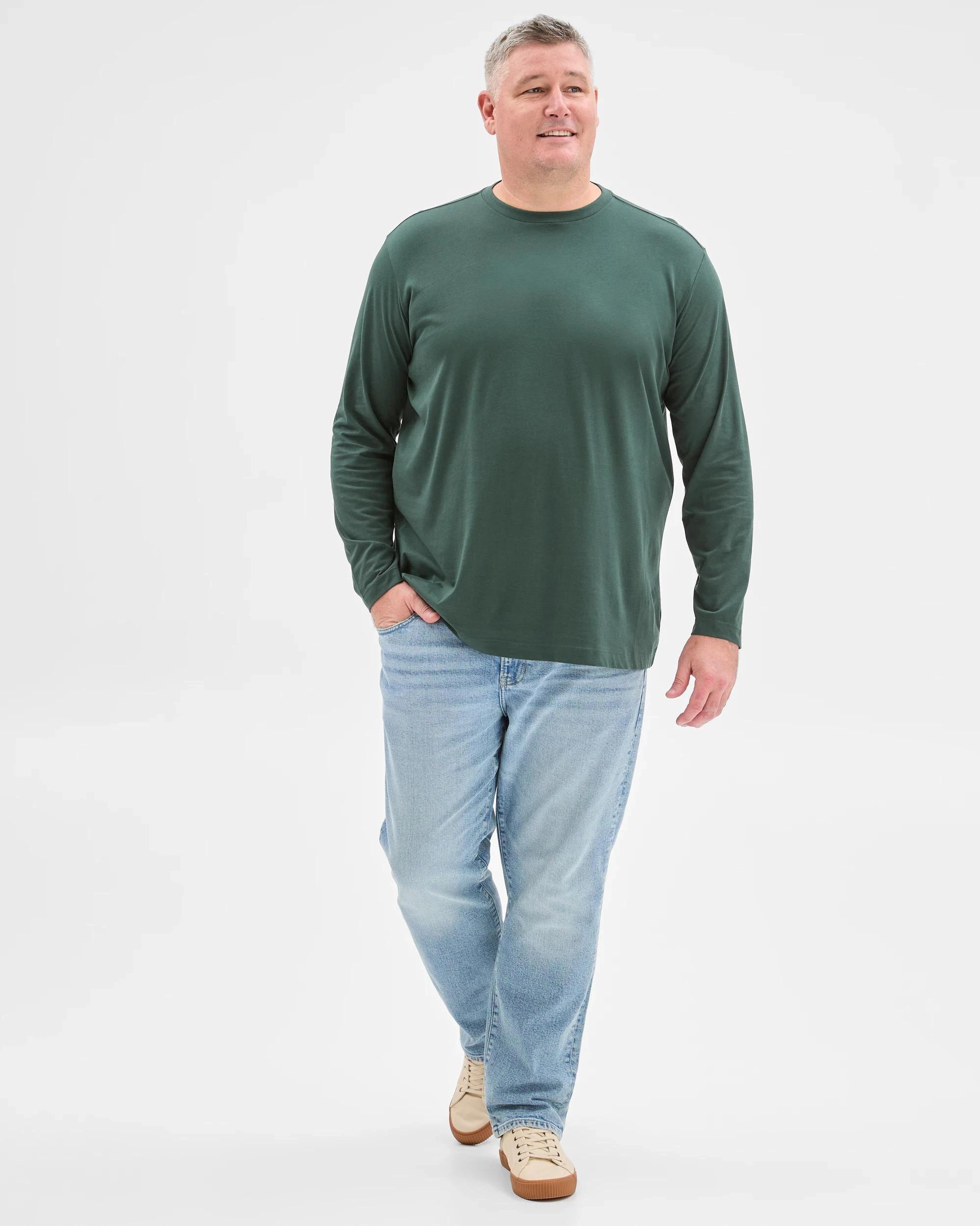 3 Target Man Plus Plus Size Australian Cotton Long Sleeve T-Shirt WINTER GREEN, 3 of 6