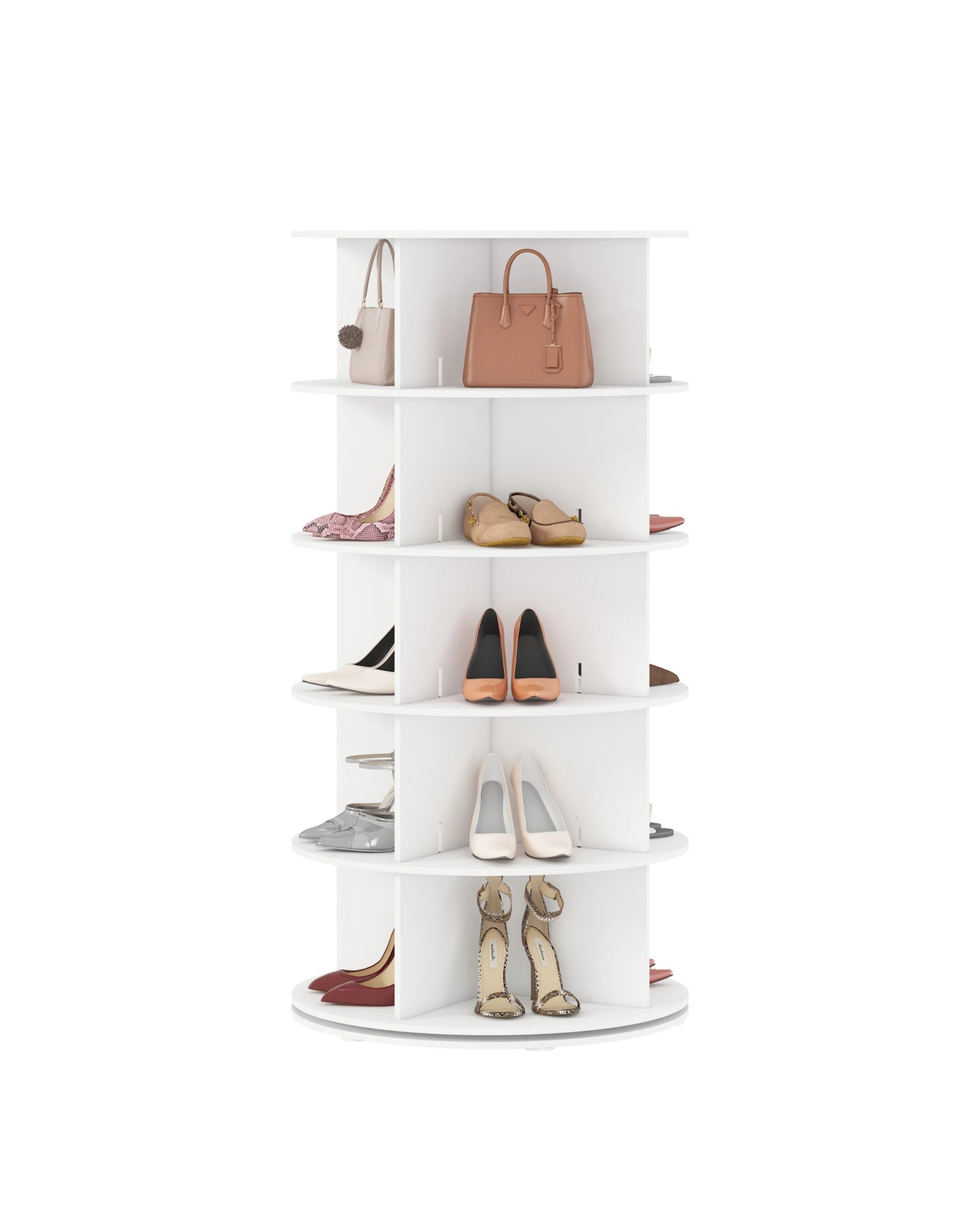 5 Advwin 5 Tier Rotating Shoe Rack Tower 360?Revolving Sneaker Display Rack Round Carousel Shoe Display Lazy Susan, 5 of 9