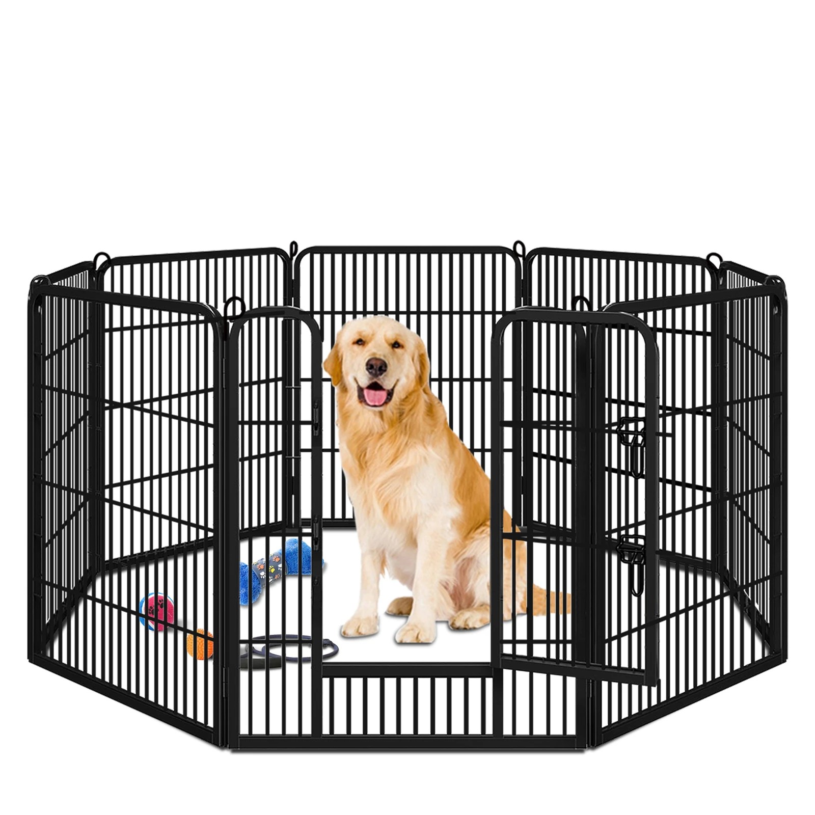 3 Beastie Pet Playpen 32 Inch Large 8 Panel Fence Enclosure Dog Metal Exercise Pen - Black, 3 of 8