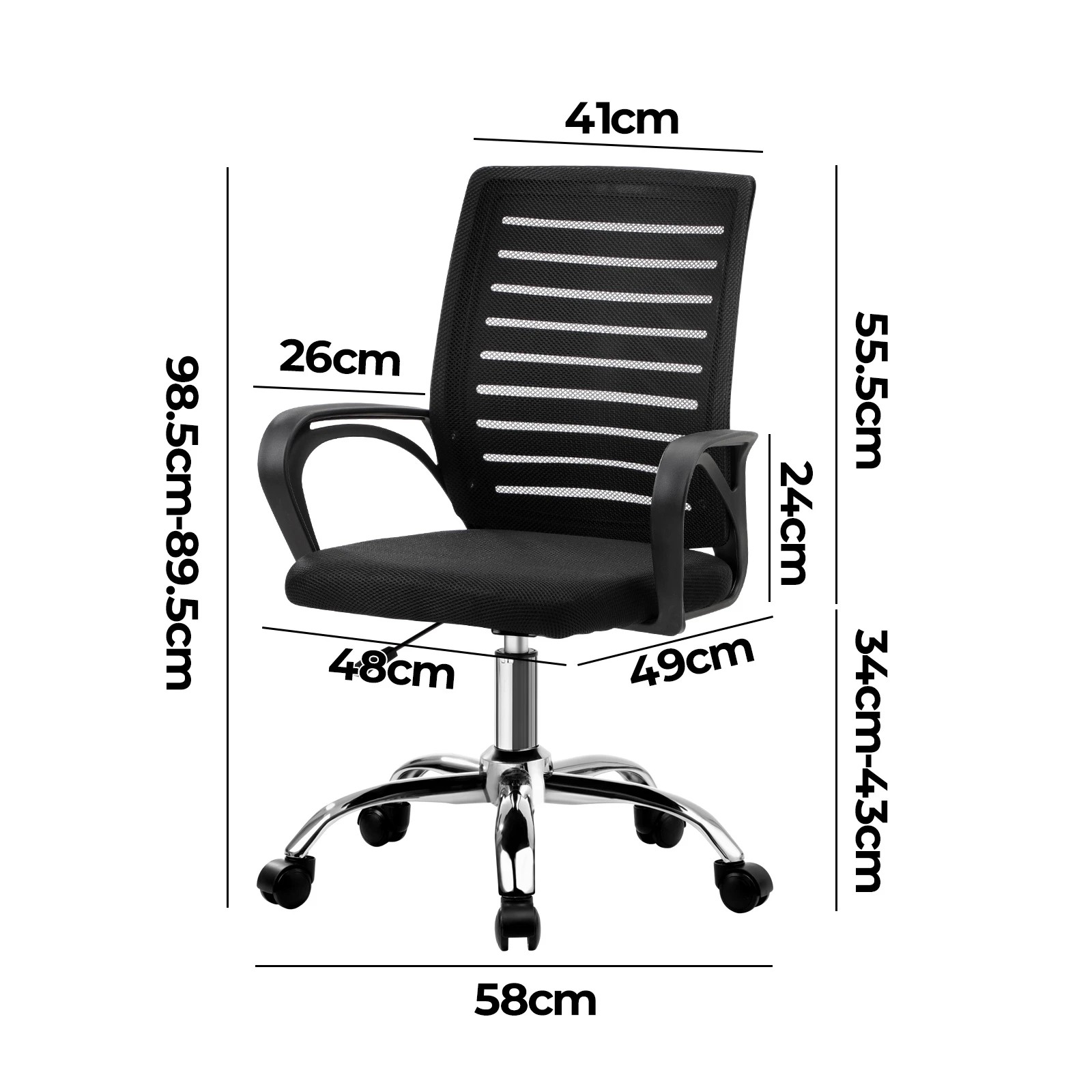 4 Oikiture Mesh Office Chair Computer Desk Seat Home Work
 - Black, 4 of 10