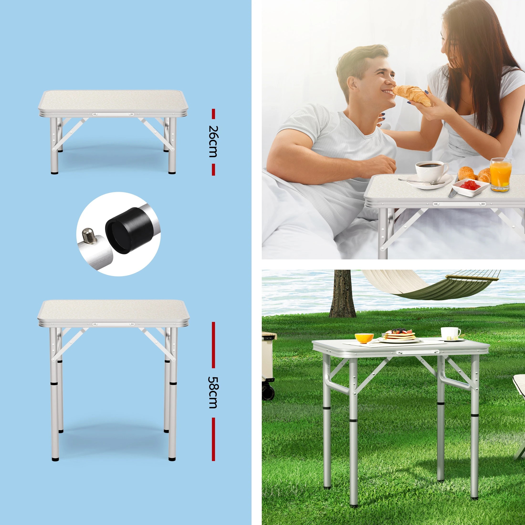 4 Weisshorn 3pc Camping Table Chair Set Outdoor Folding Aluminium Portable Picnic - Multi, 4 of 4