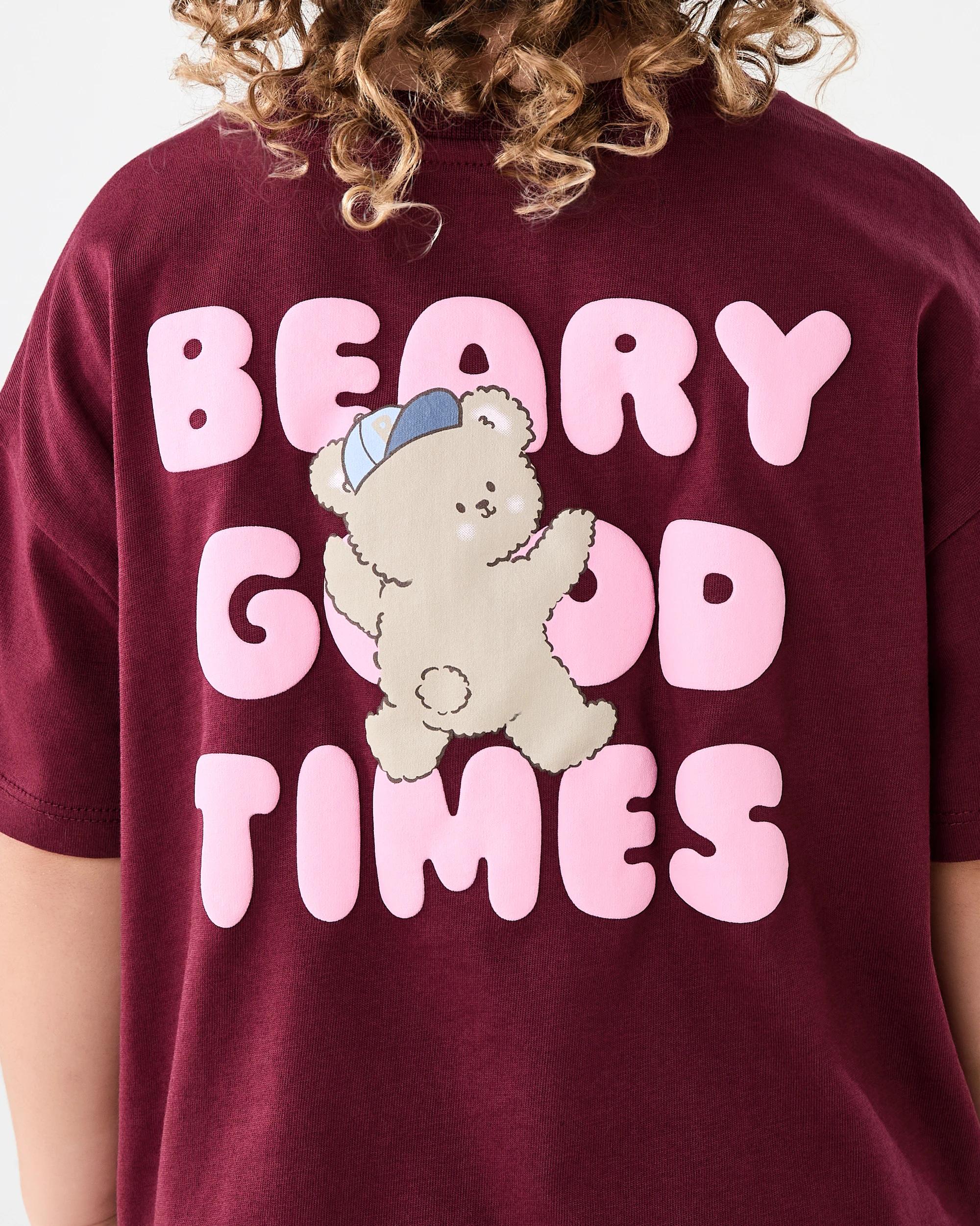 6 Short Sleeve Oversized Embroidered T-shirt Red Bear, 6 of 8