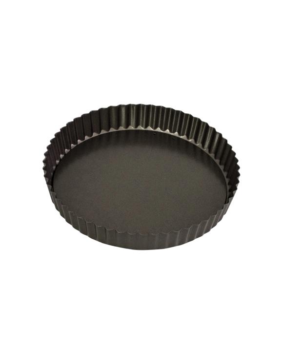 Bakemaster Loose Base Carbon Steel 23cm Round Quiche Pan Non-Stick Bakeware - Black