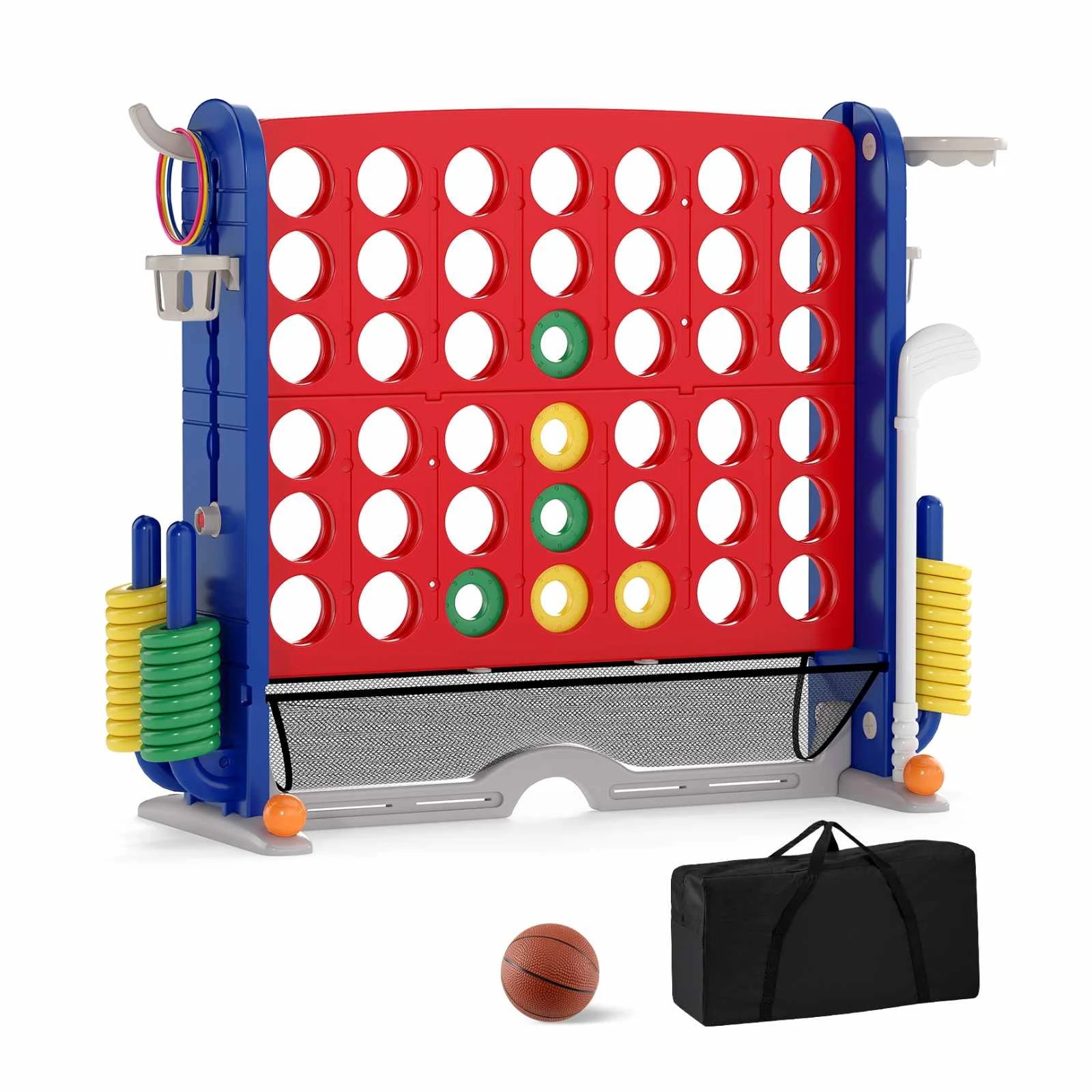 1 Costway Giant Connect 4 In A Row Jumbo w/Ring Toss - Red, 1 of 1