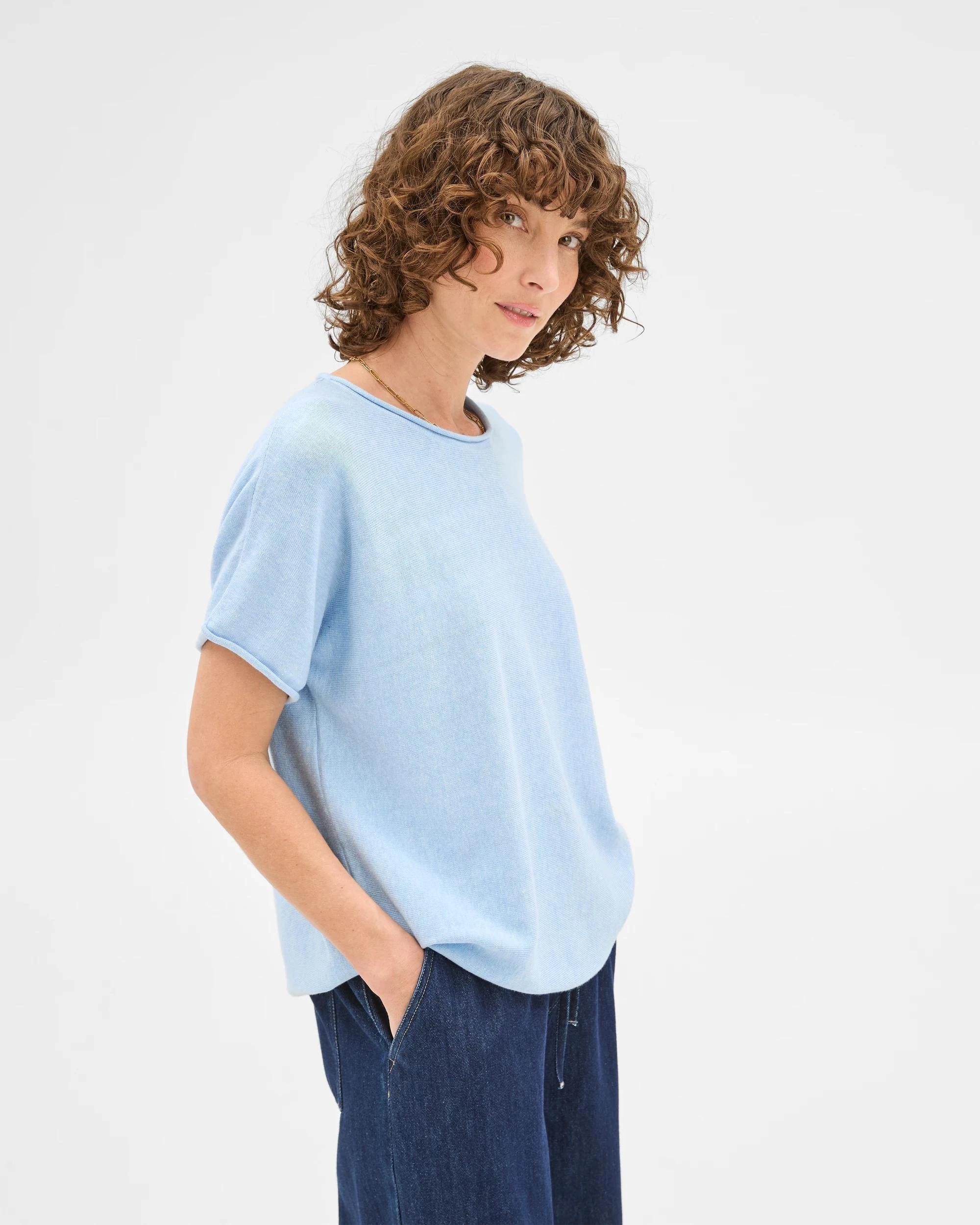 5 Target Australian Cotton Blend Rolled Knit T-Shirt HYDRANGEA MARLE, 5 of 6