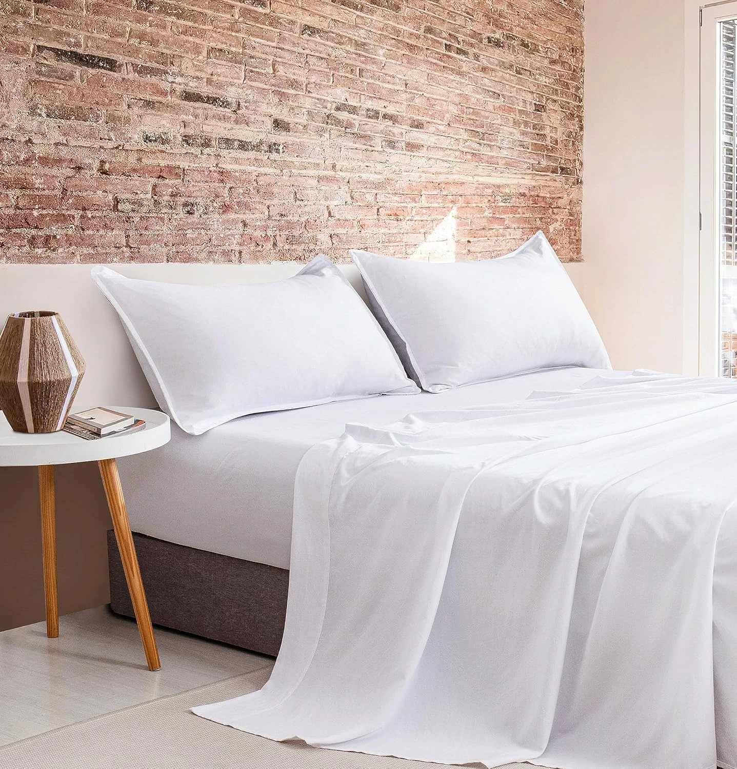 1 CleverPolly 100% Vintage Washed Microfibre Sheet Set - Super King Bed - White, 1 of 7