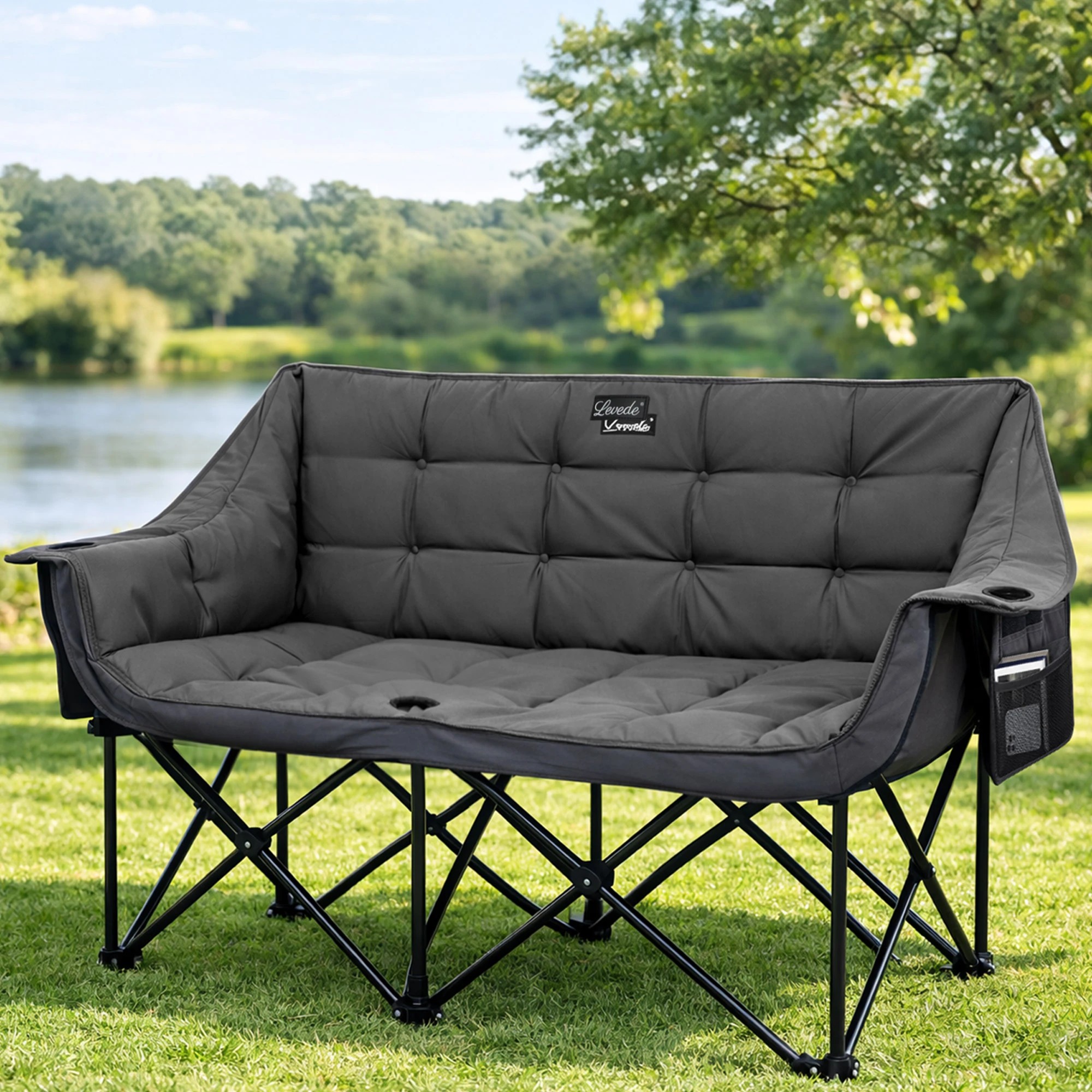 7 Levede Double Camping Chair Folding Outdoor Portable Fishing Picnic Travel Seat, 7 of 9