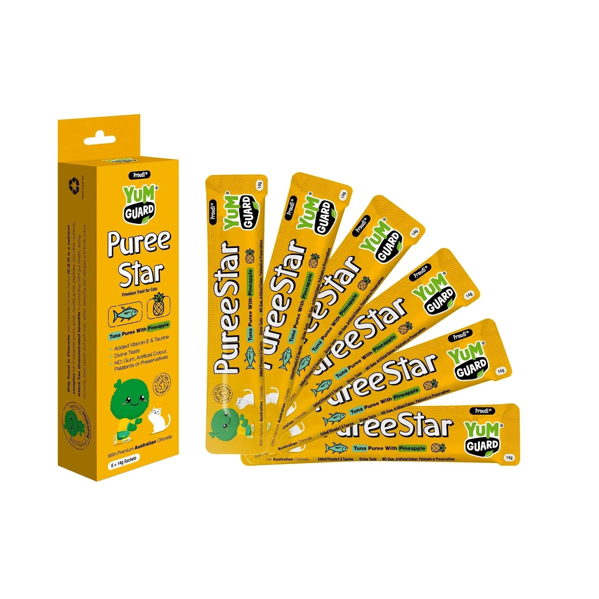 1 Yumguard Puree Star Tuna With Pineapple Cat Treat 6X14g, 1 of 1