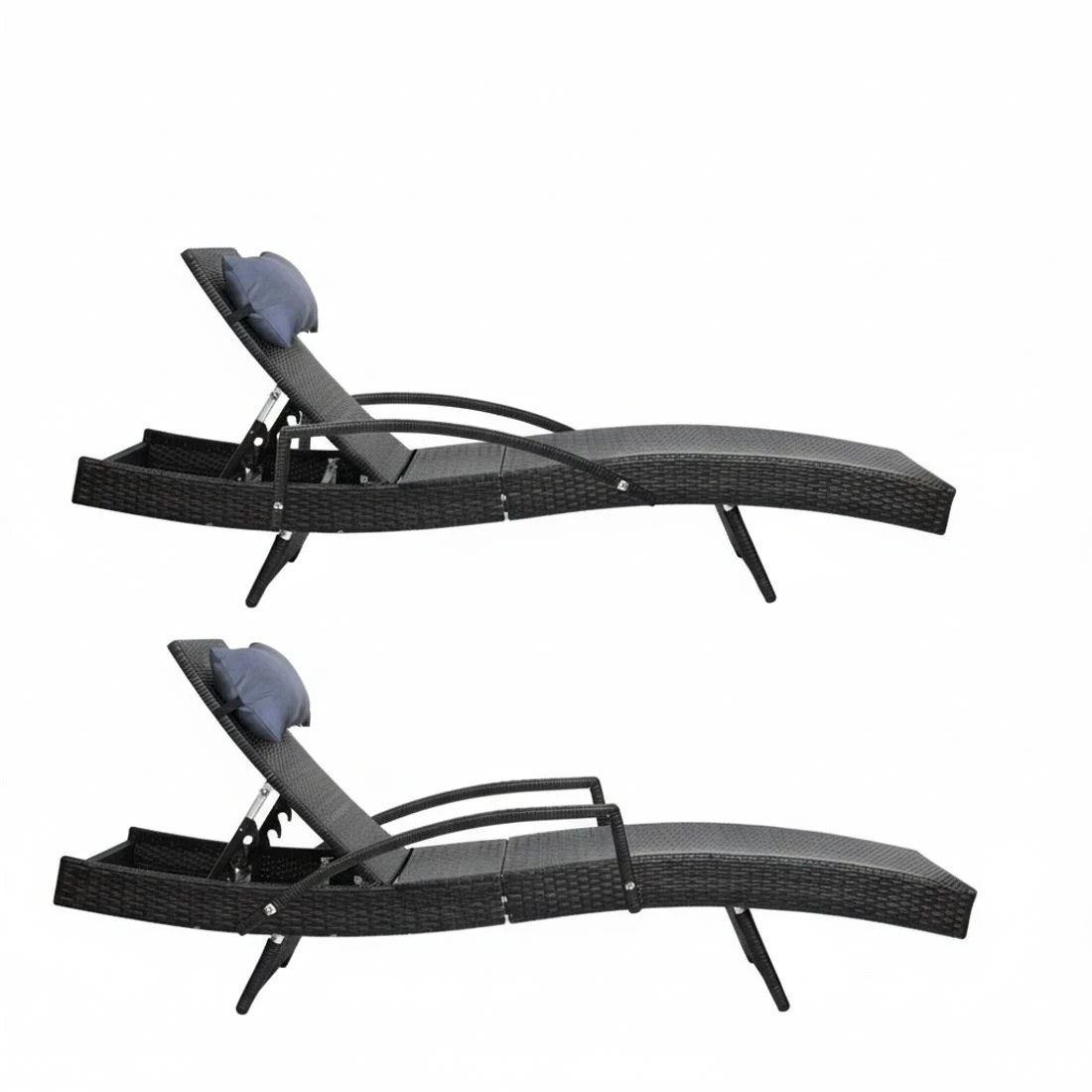 6 Gardeon Sun Lounge Wicker Lounger Outdoor Furniture Beach Chair Armrest Adjustable - Black, 6 of 7