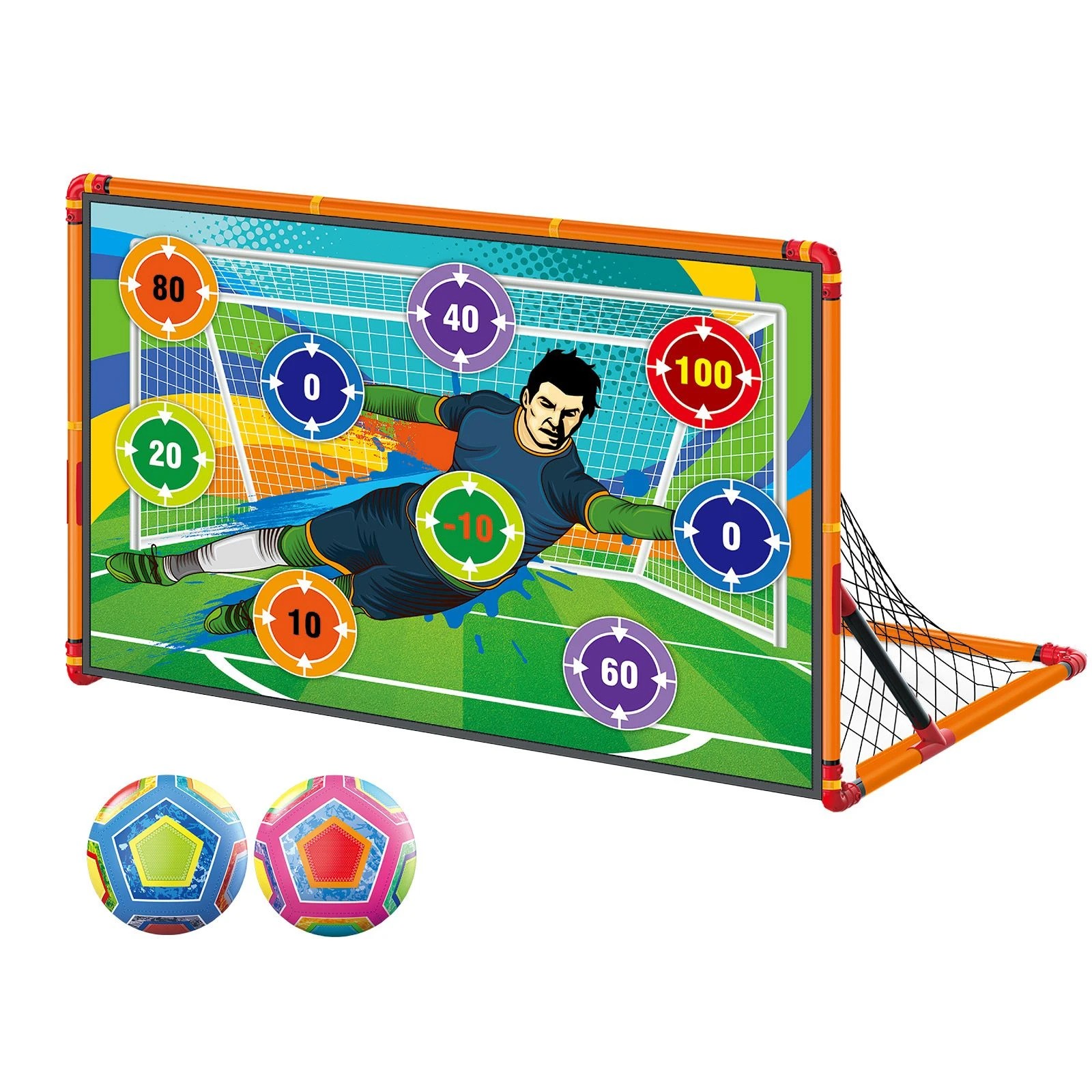 2 Ausway Kids Soccer Goal Set Backyard 2 in 1 Football Training Net Folding Posts 137cm, 2 of 7