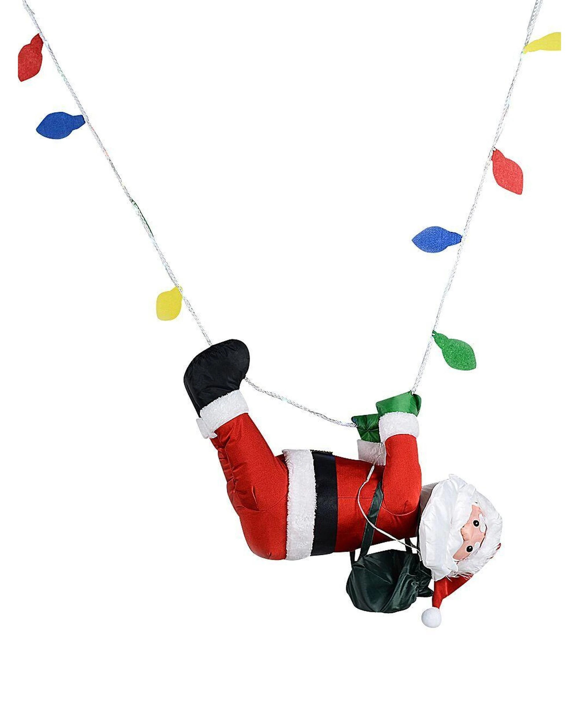 Christmas Warehouse Hanging Rope Crawling Santa With LED Outdoor Nylon ...