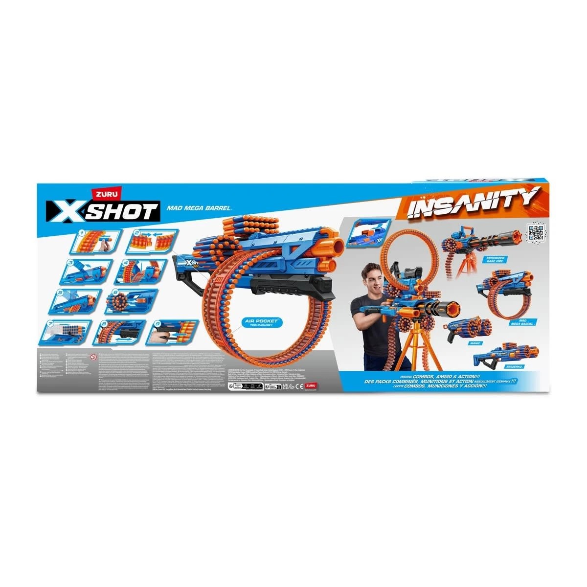 6 Zuru X-Shot Insanity Mad Mega Barrel Blaster 72 Darts, 6 of 6