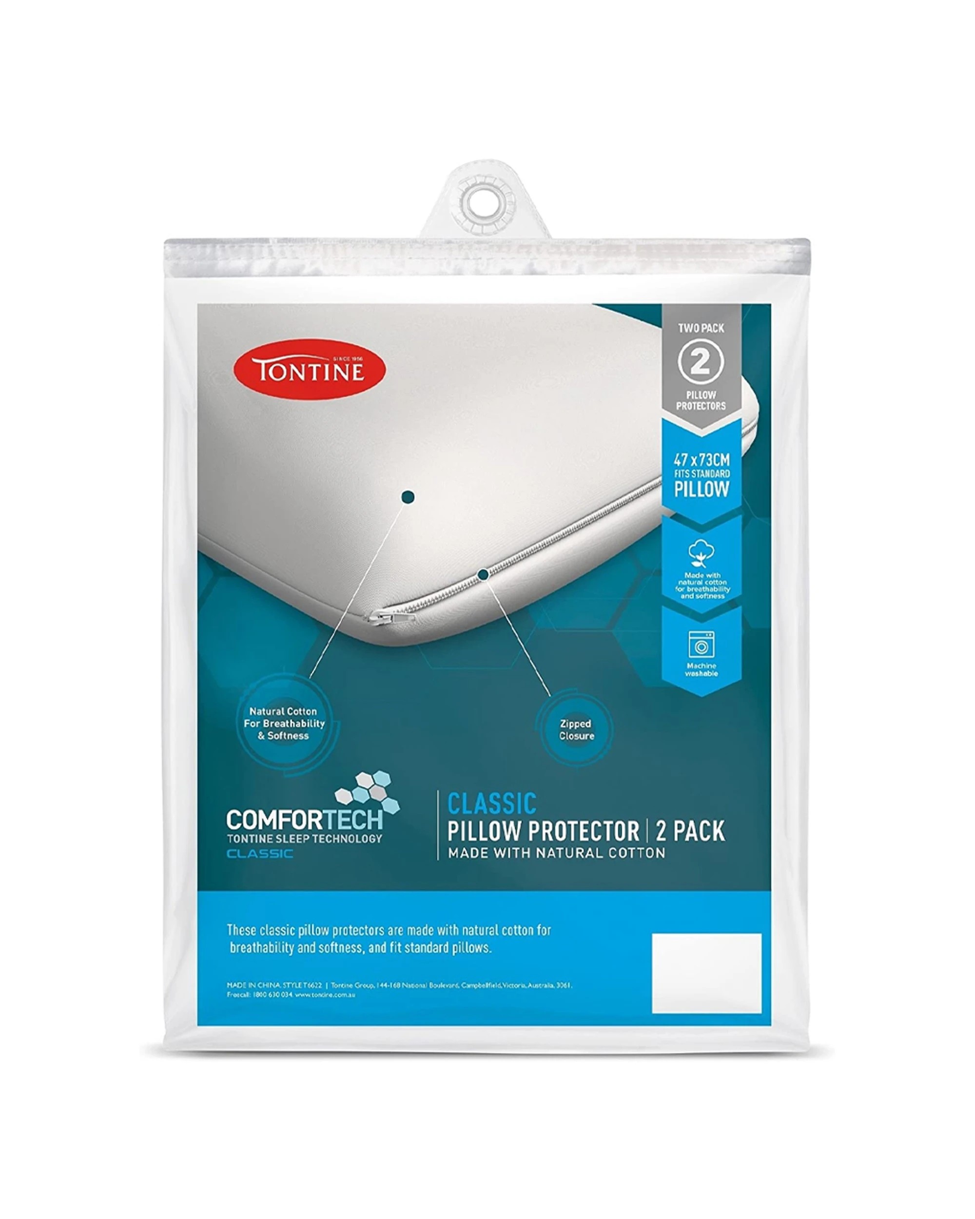 1 Tontine Comfortech Classic Pillow Protector 2pc - White, 1 of 1