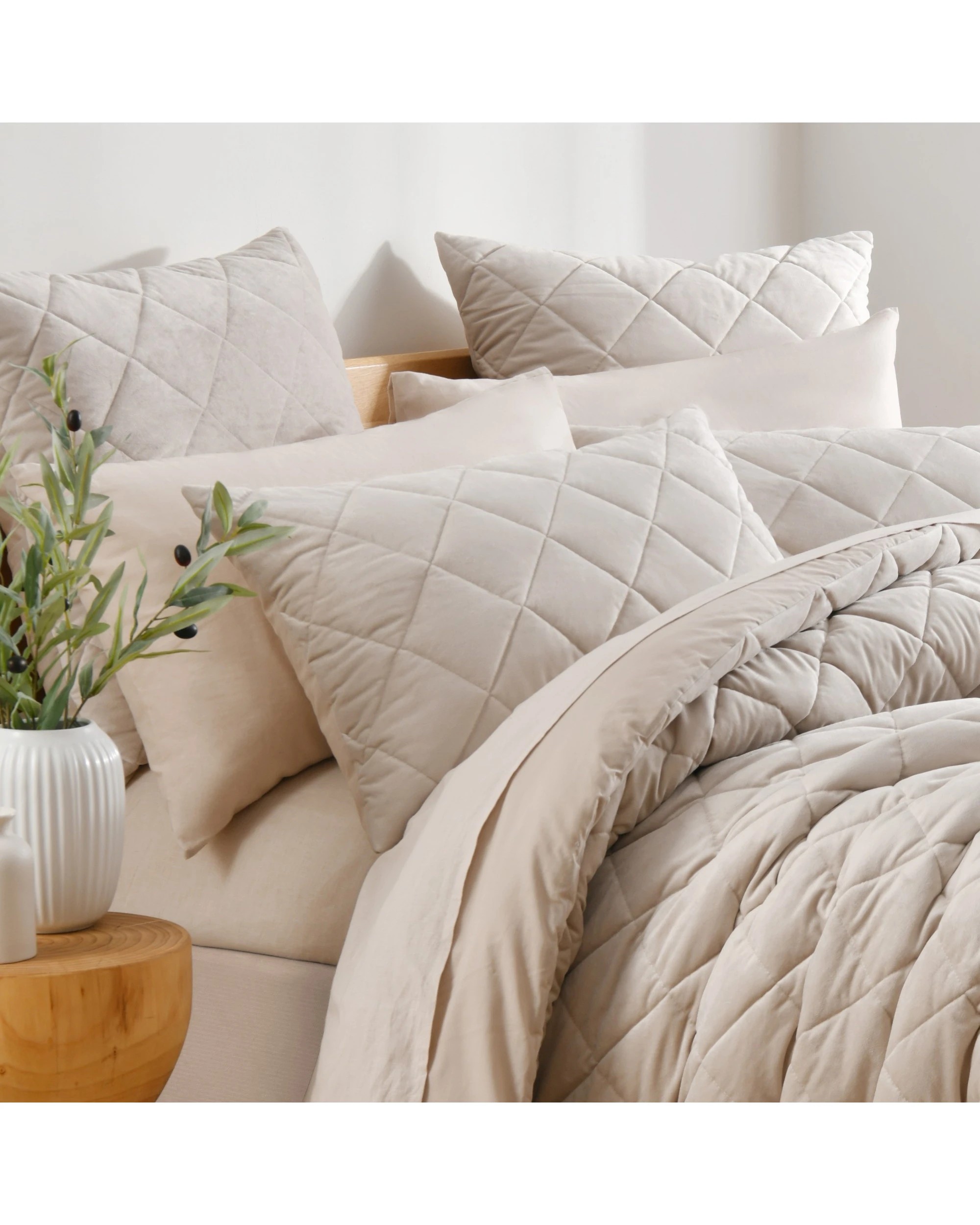5 Dreamaker Haven Quilted European Pillowcase 65x65cm - Stone, 5 of 6