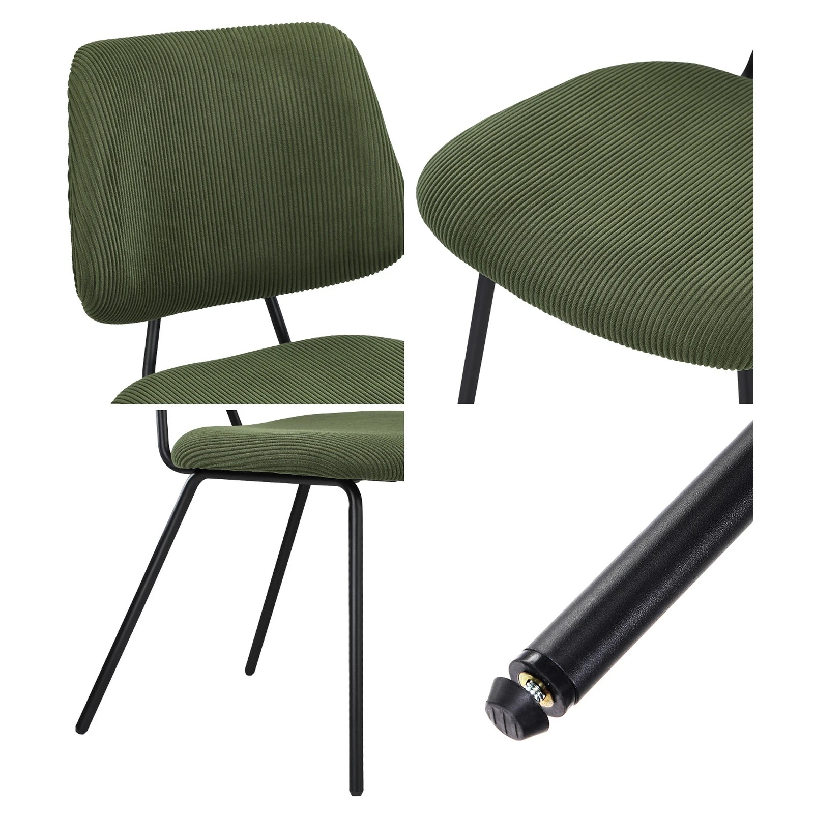 4 Oikiture 4x Dining Chair Vintage Retro Polyester Kitchen Padded Lounge - Green, 4 of 9