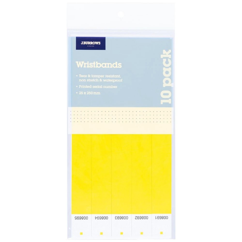 1 J.Burrows Wristbands Yellow 10 Pack, 1 of 2