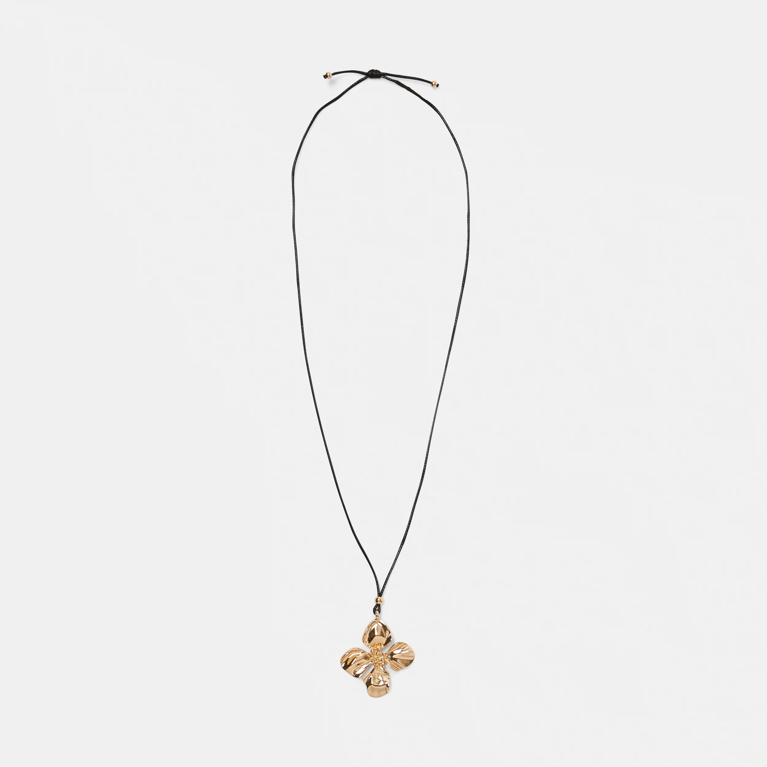 1 Cord Flower Necklace - Gold Tone, 1 of 5