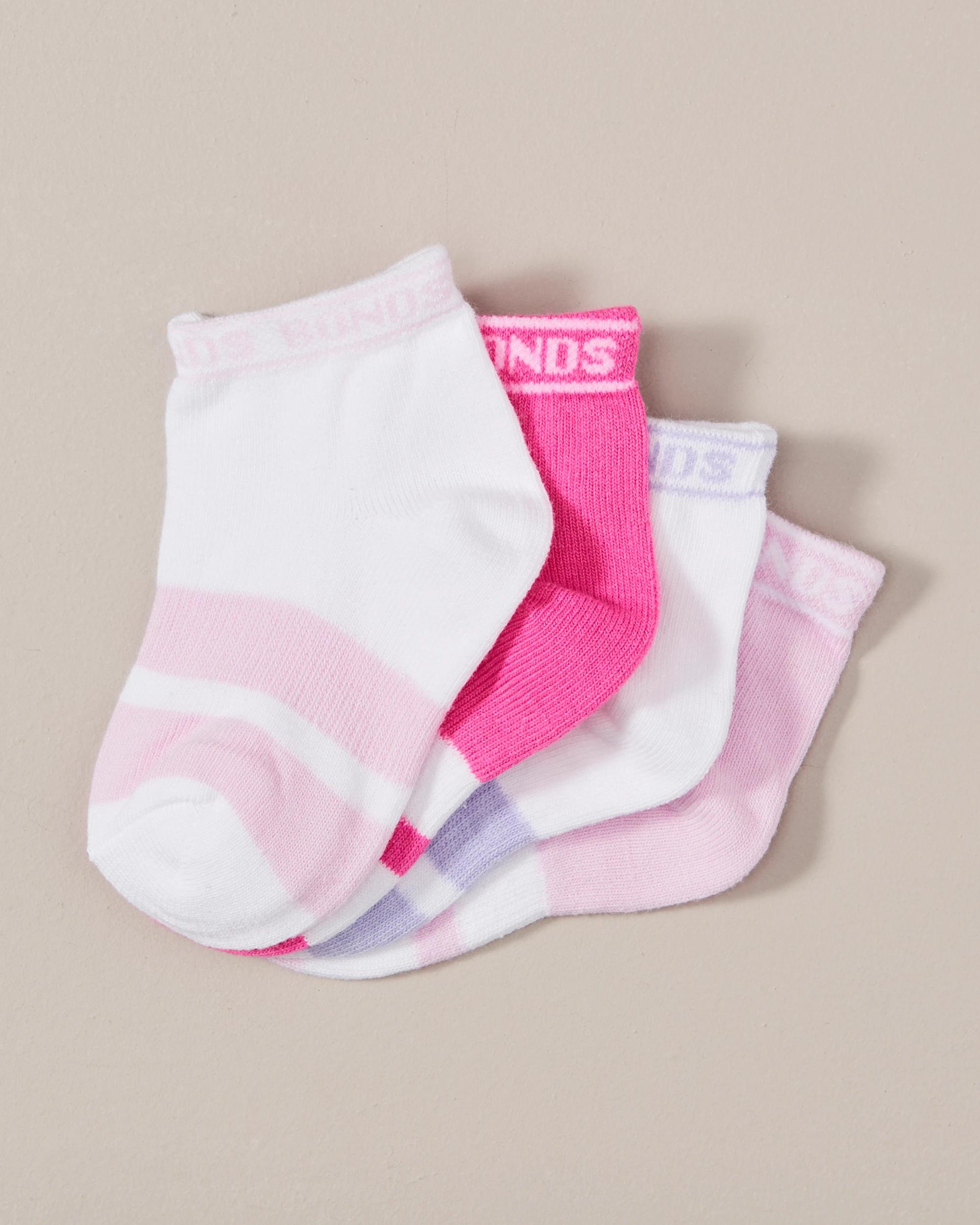 1 4 Pack Bonds Baby Sportlet Socks PINK, 1 of 2