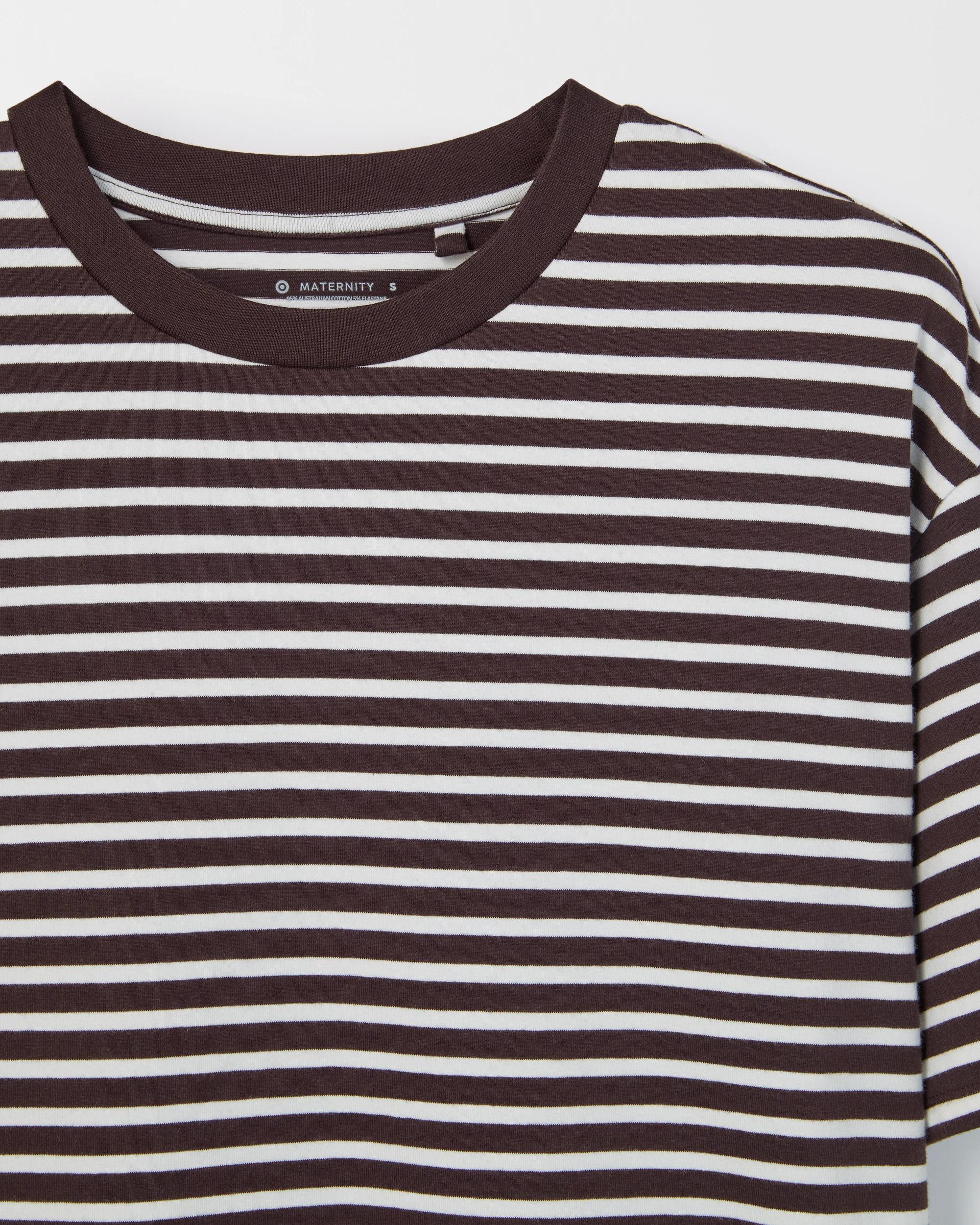 9 Target Maternity Australian Cotton Crew Neck T-Shirt CHOCOLATE/WHITE STRIPE, 9 of 9