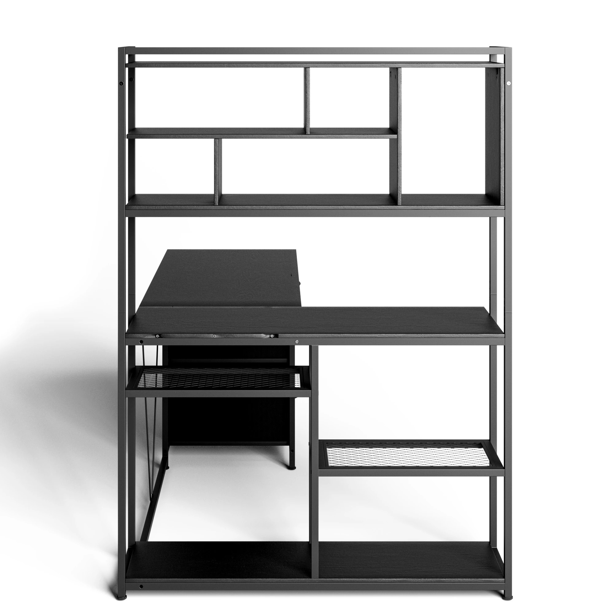 3 Advwin L Shaped Gaming Desk With Led Lights Reversible 148cm Computer Desk With 3 Drawers And Bookshelf, 3 of 8