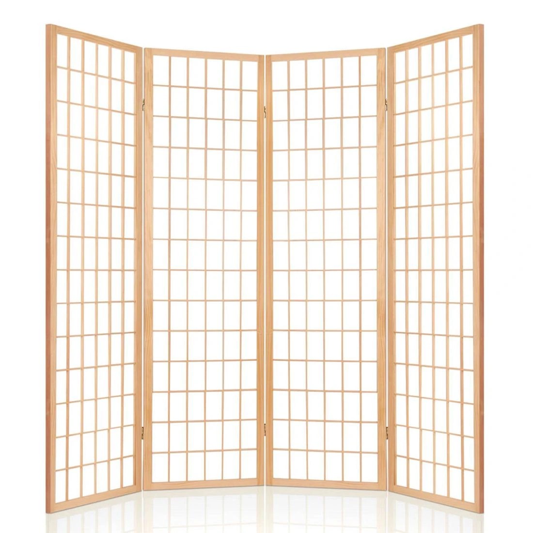 5 Artiss 4 Panel Room Divider Screen 174x179cm Solid Pine Wood Folding Privacy Lightweight Oriental Style - brown, 5 of 8