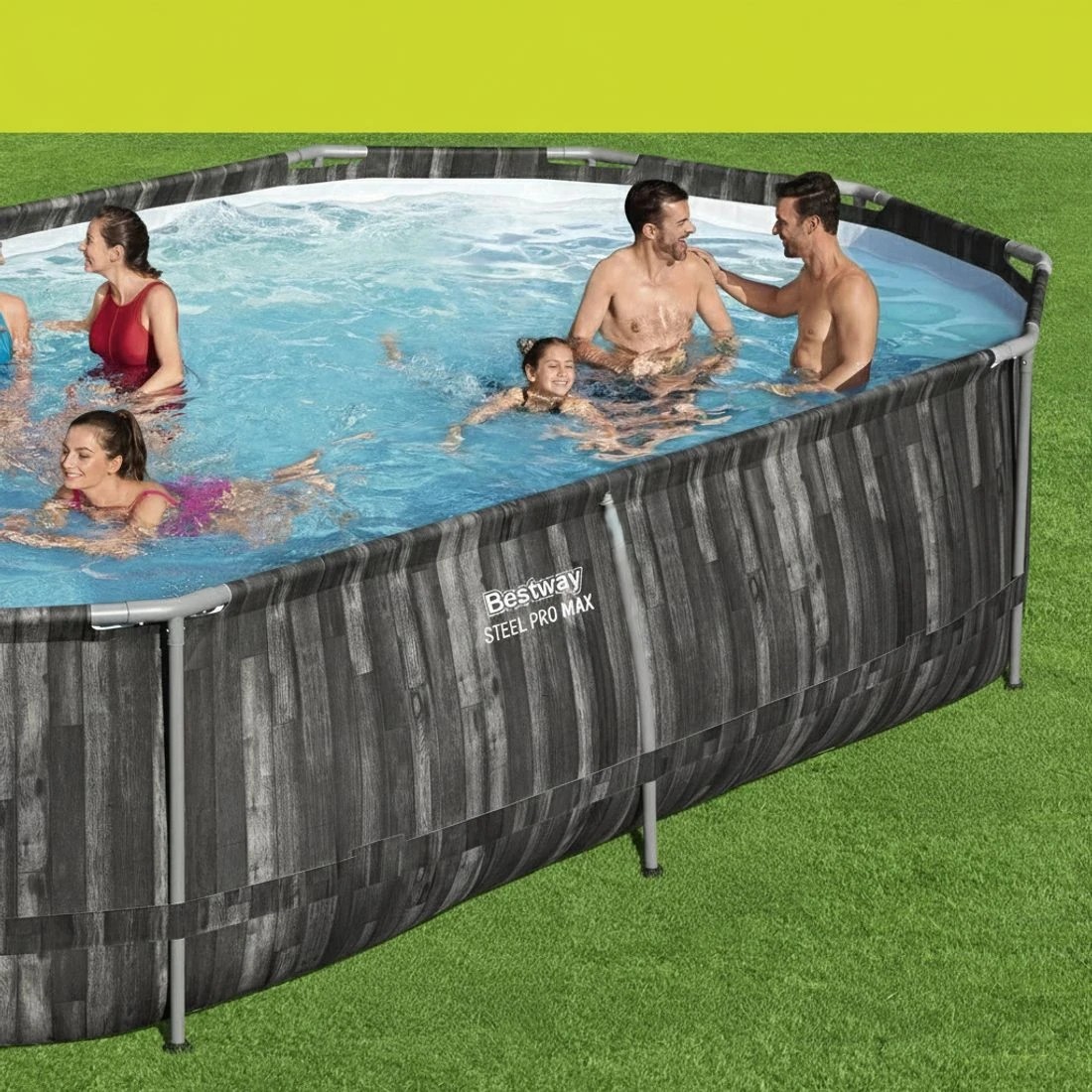 5 Bestway Swimming Pool Steel Frame Pool Set 6.1x3.66m w/ Filter Pump Ladder Cover - Grey, 5 of 6