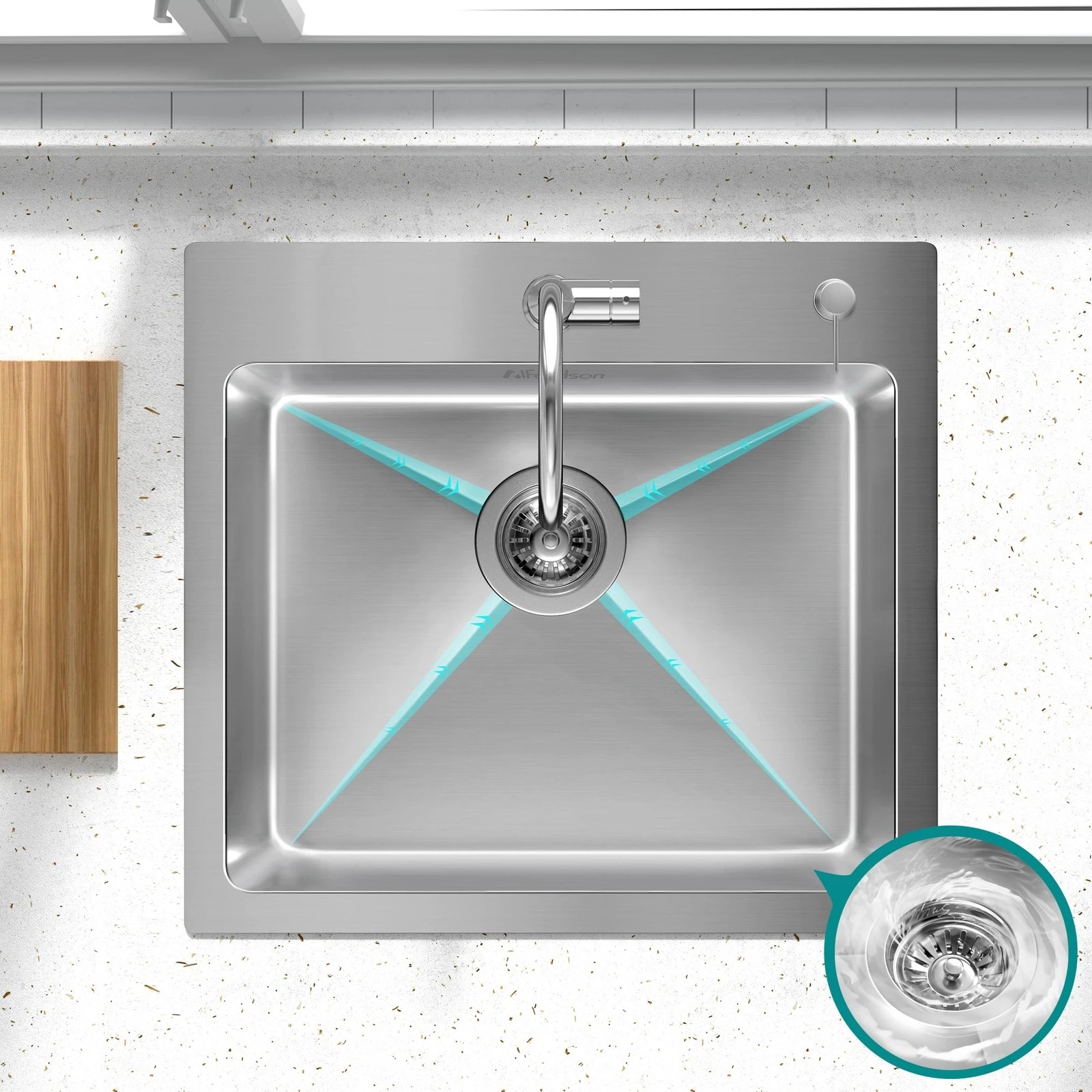 4 Alfordson Kitchen Sink 53x50cm Stainless Steel Basin Single Bowl - Silver, 4 of 8