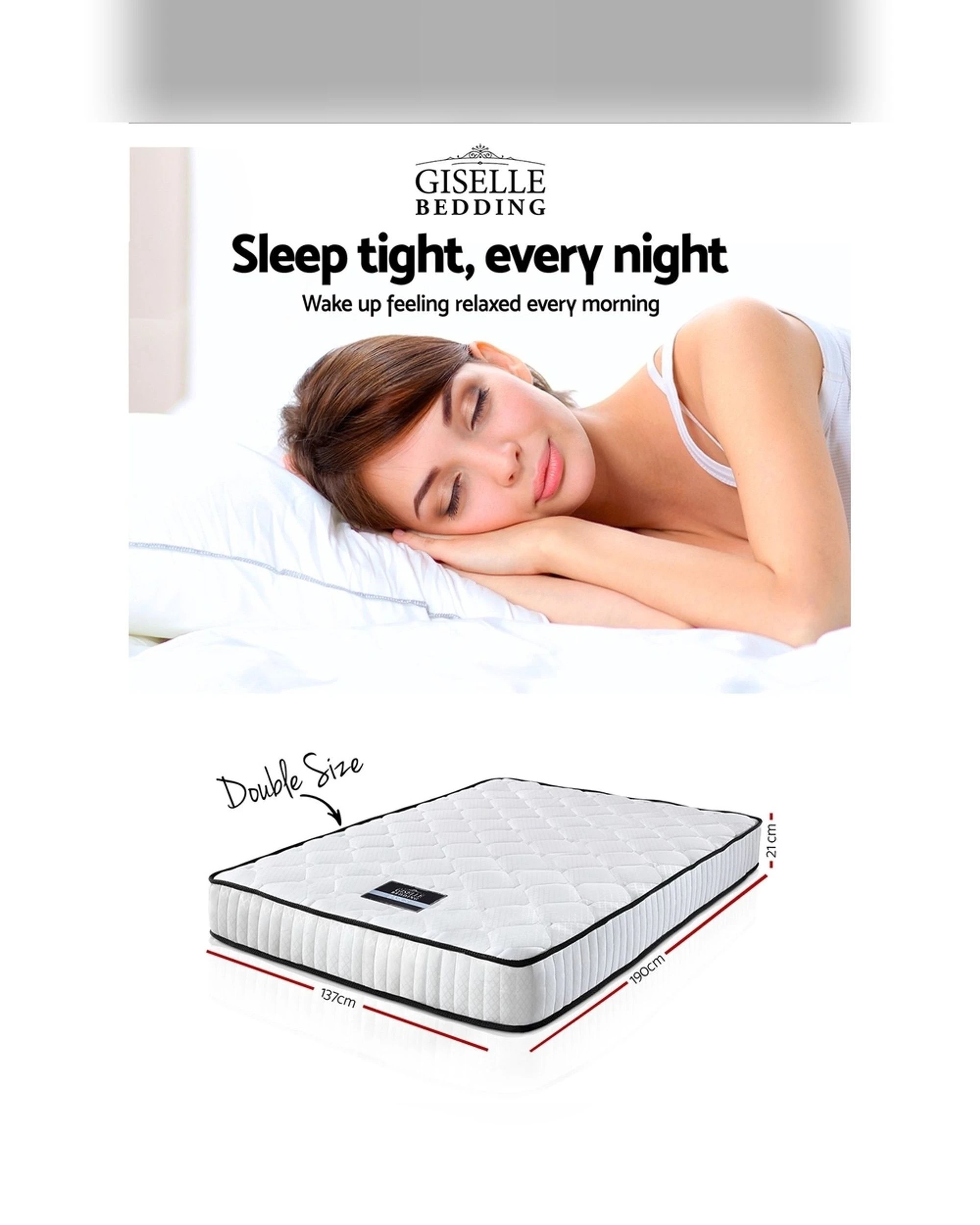 2 Giselle Bedding 21cm Mattress Tight Top Double
 - White, 2 of 3
