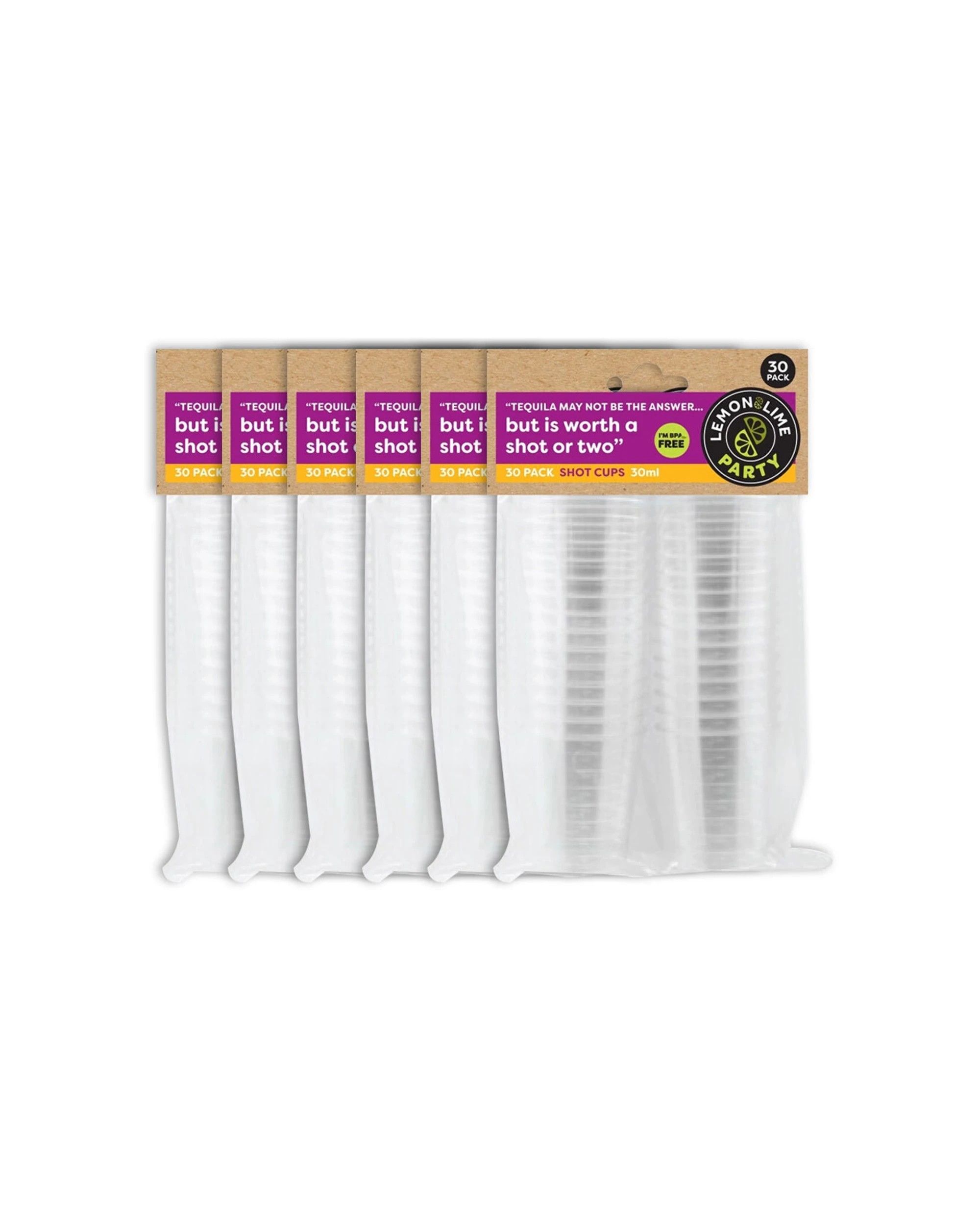 1 Lemon & Lime 6PK 30PK 30ml Reusable Shot Cups BPA Free Durable Set - Clear, 1 of 2