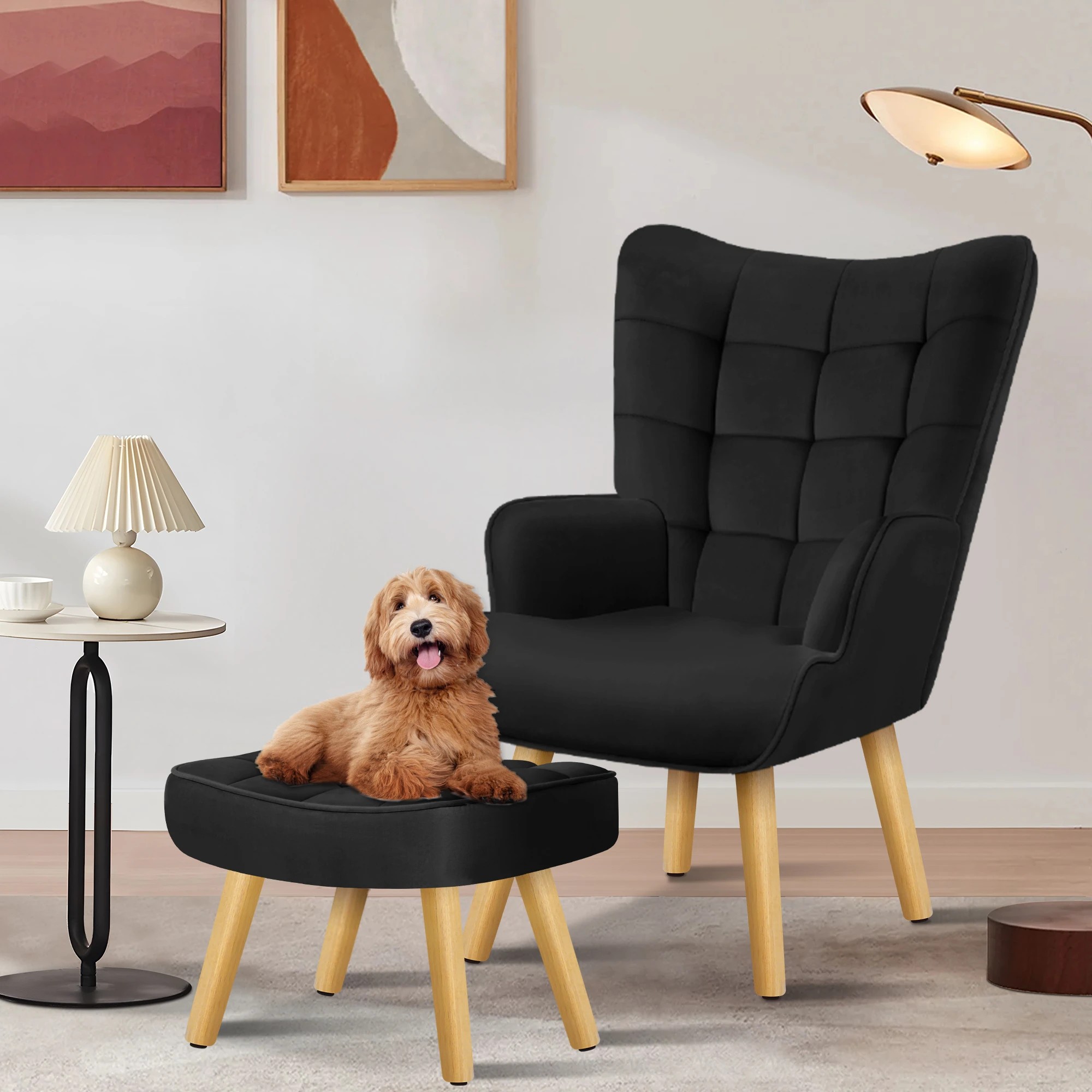 4 Alfordson Armchair Lounge Chair Featherston Replica Accent Chair Couch - Black, 4 of 10