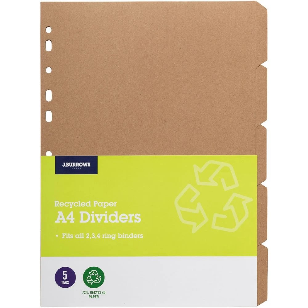 1 J.Burrows A4 5-Tab Divider Kraft, 1 of 2